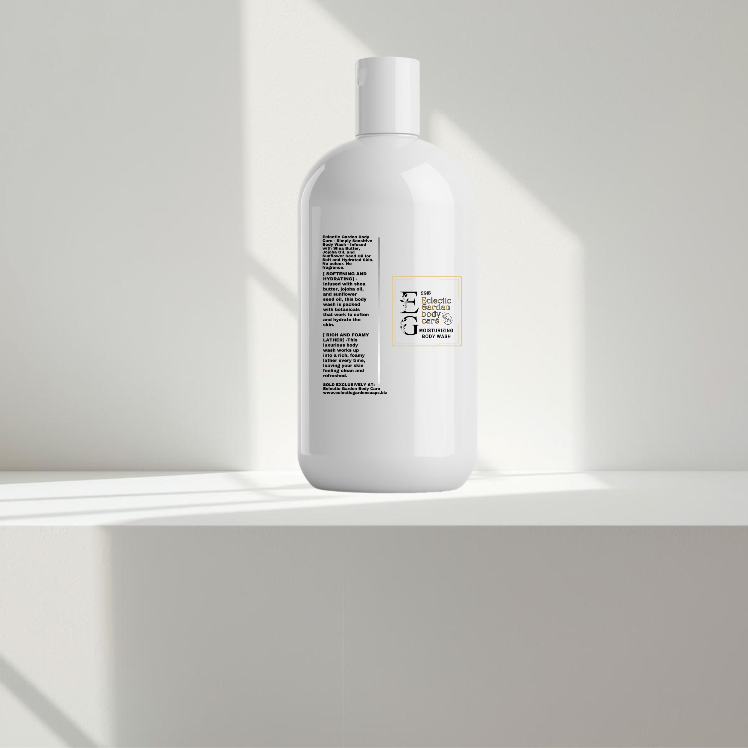 Eclectic Garden Simply Sensitive Body Wash - Infused with Shea Butter, Jojoba Oil, and Sunflower Seed Oil for Soft and Hydrated Skin
