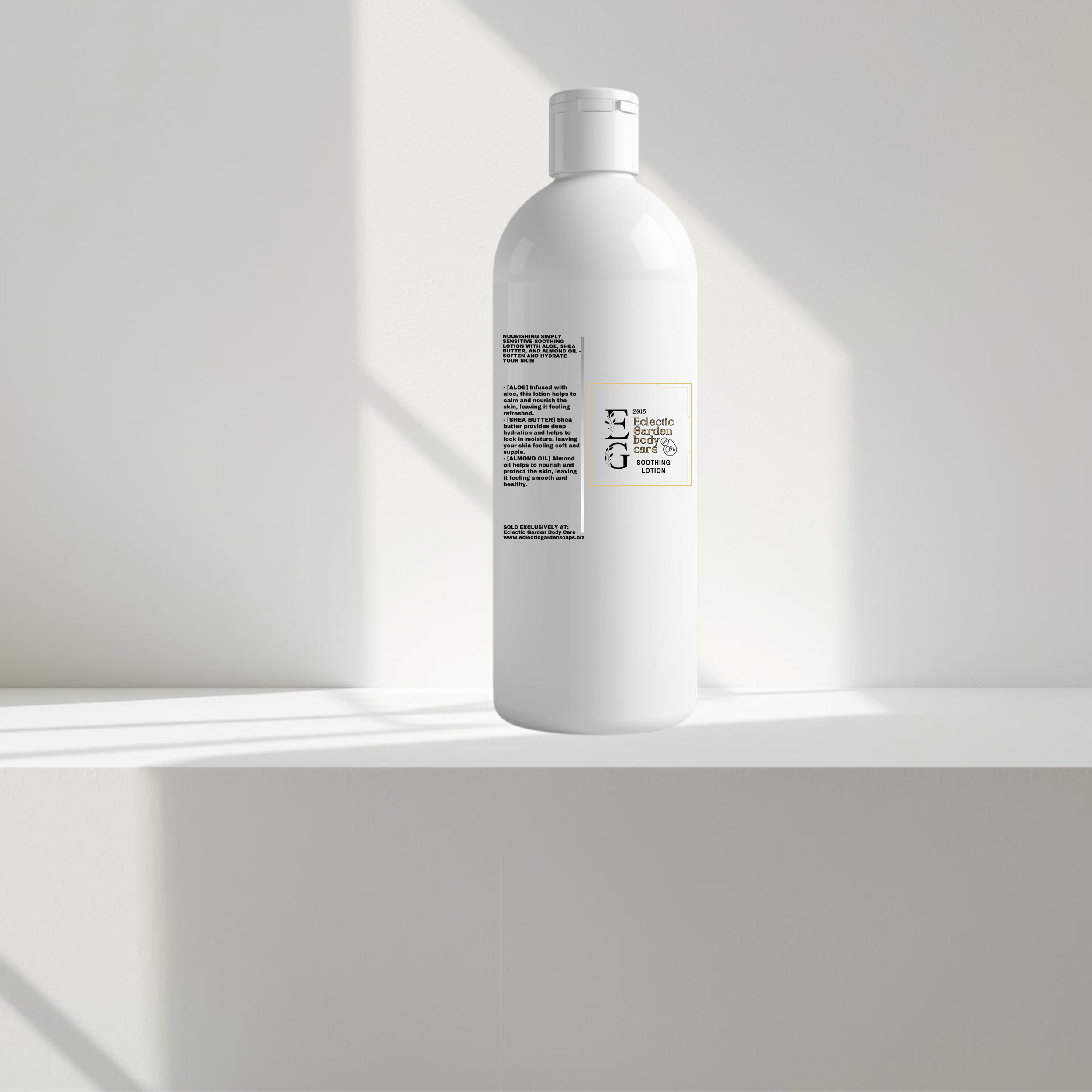 Eclectic Garden Simply Sensitive Nourishing Soothing Lotion with Aloe, Shea Butter, and Almond Oil - Soften and Hydrate Your Skin