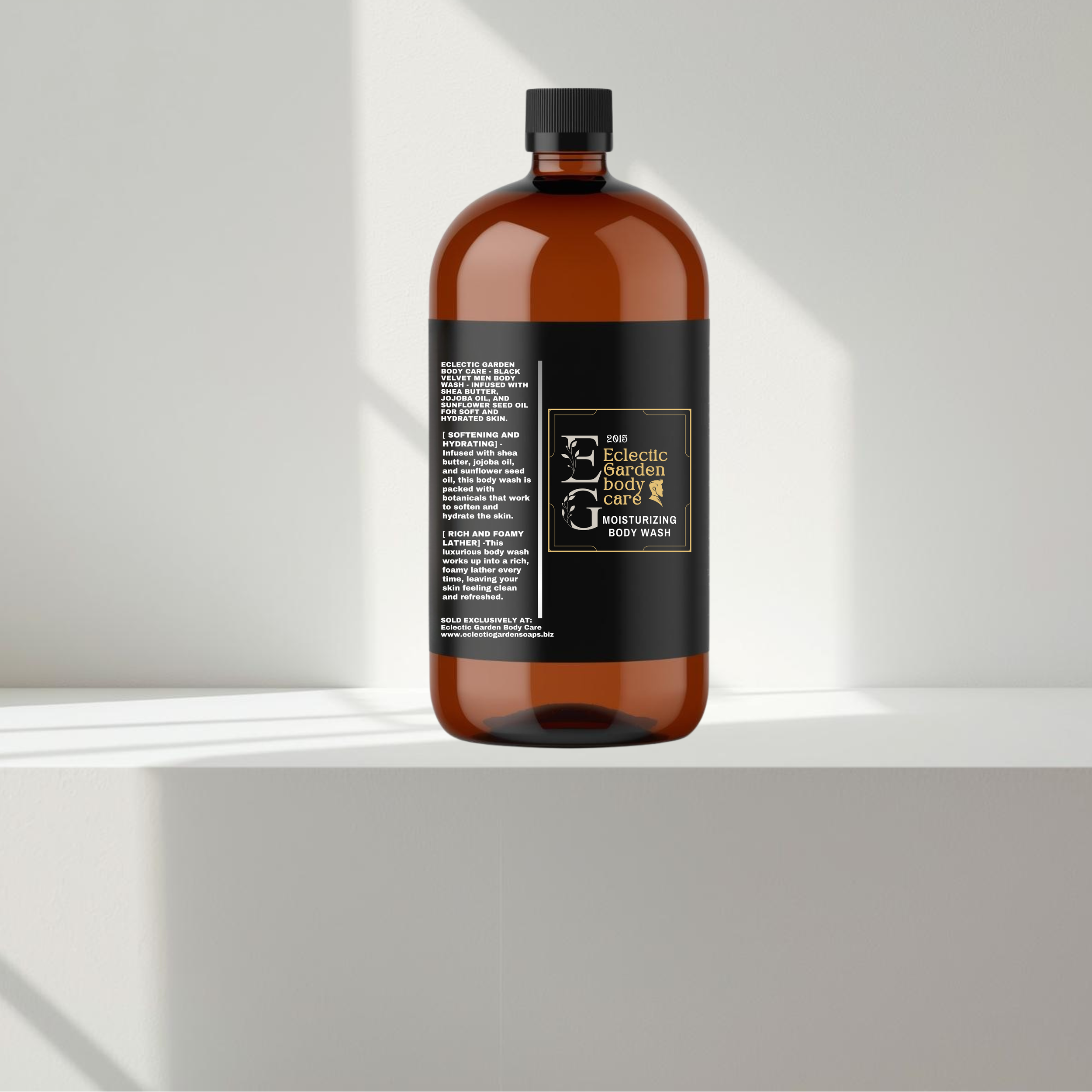 Eclectic Garden Black Velvet Men Body Wash - Infused with Shea Butter, Jojoba Oil, and Sunflower Seed Oil for Soft and Hydrated Skin