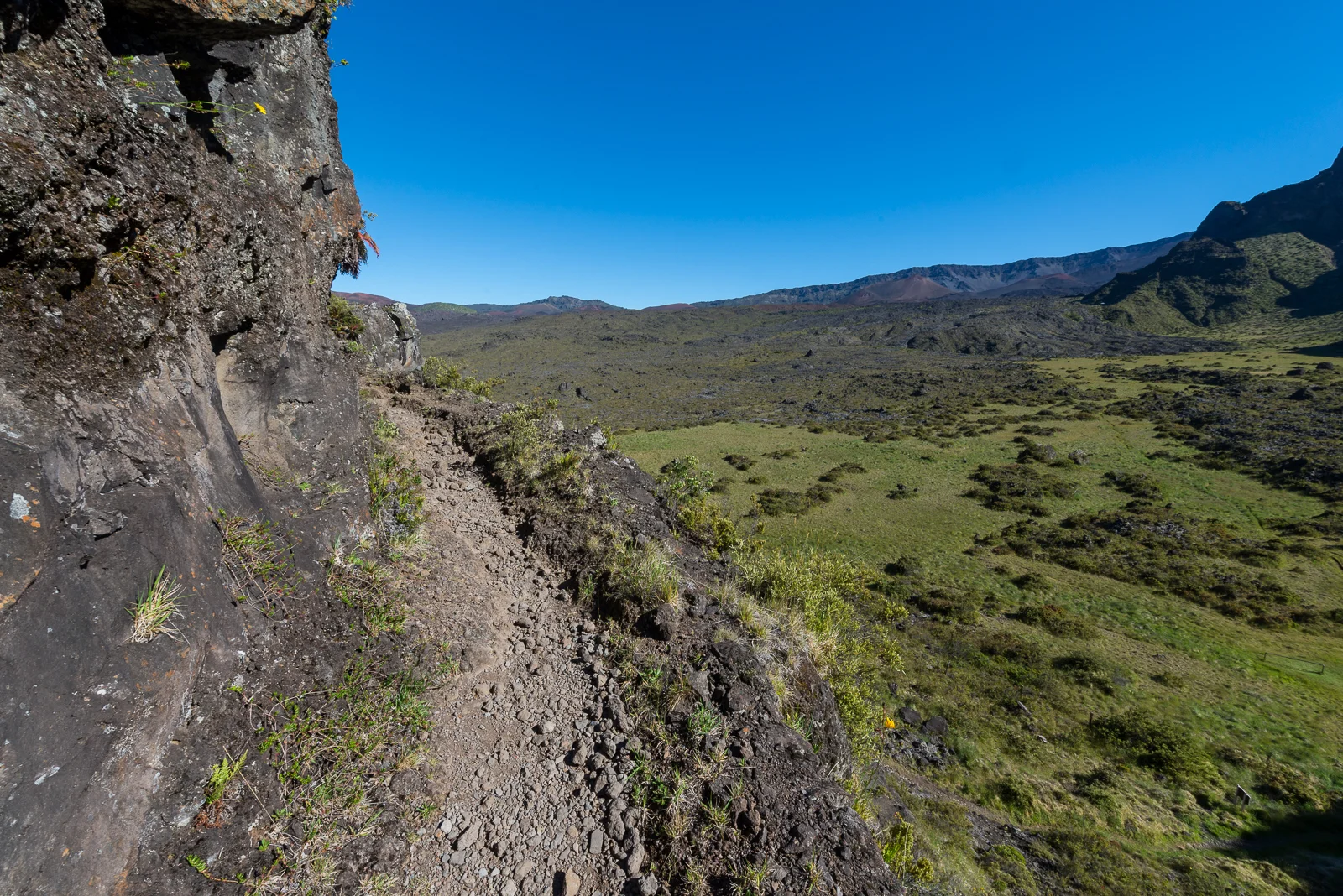 On the narrow Halemau’u trail.