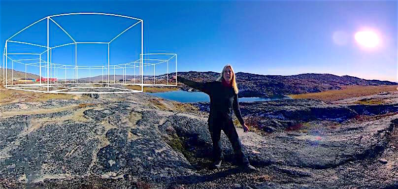 Frame grab fra VR-filmen SPRINGET - om Dorte Mandrups kreative proces med at skabe Isfjordscentret og Vadehavscentret.