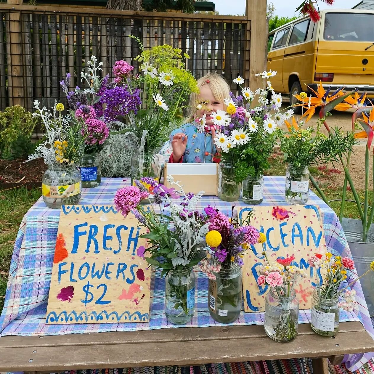 The sweetest day from a few months back when Elkie set up a flower stall for aallll the neighbors in our street. 🌸🌷🌈 Since moving down south it has been our family goal to set up a road side stall. Hoping stone fruit for the next one. A sell out m