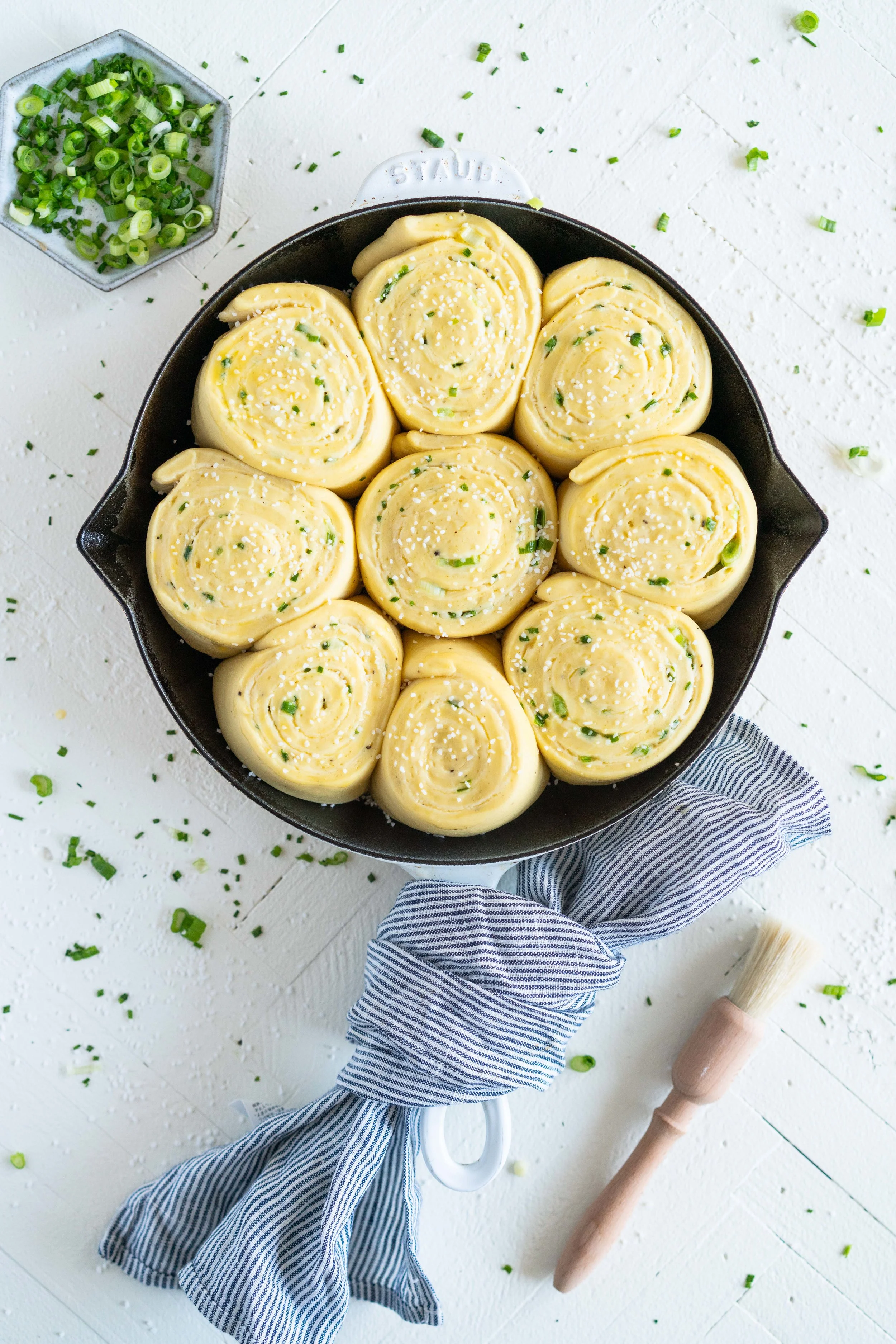 Cheese, Spring Onion, and Chive Brioche Buns — Cloudy Kitchen