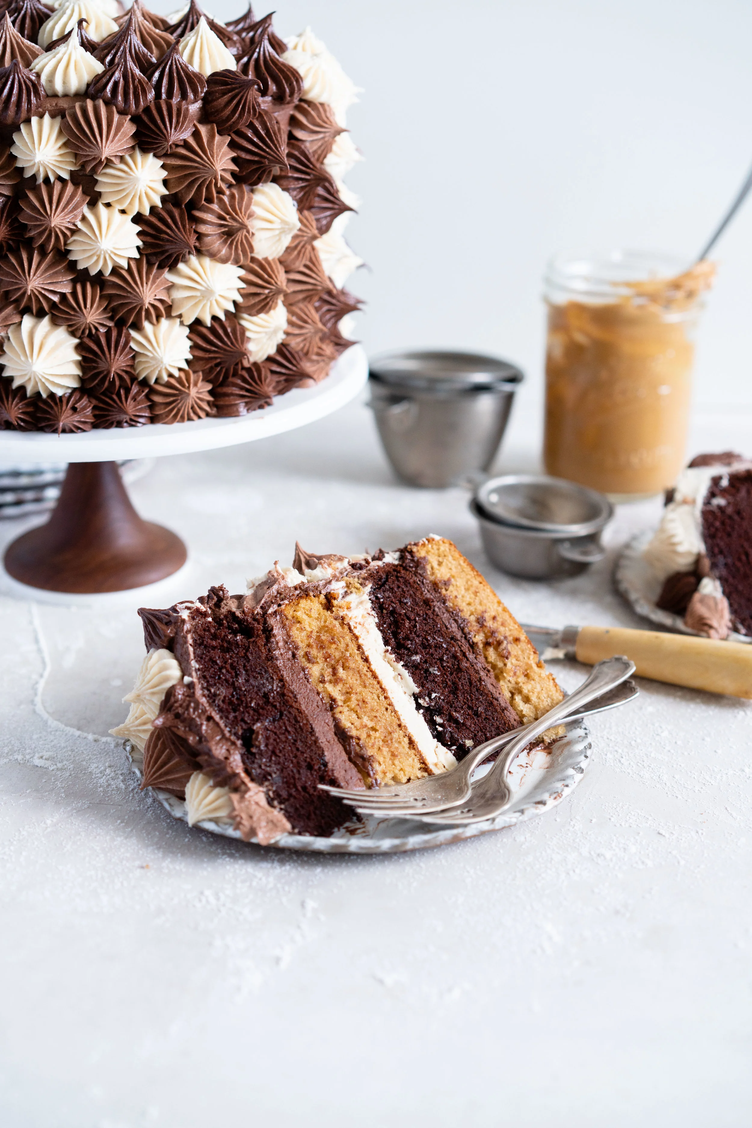 Chocolate and Peanut Butter Layer Cake with Chocolate and Peanut Butter