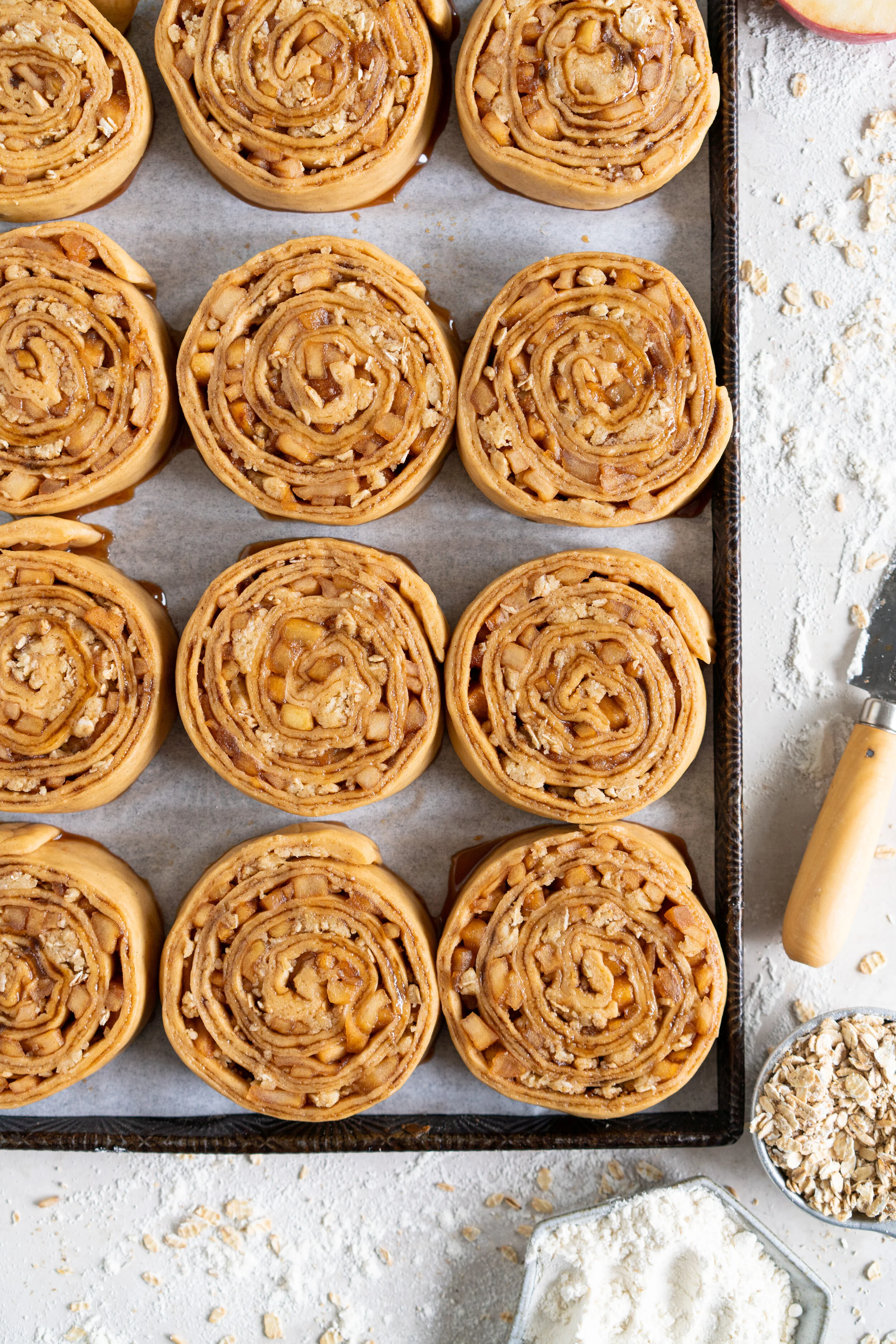 Laminated Brioche Cinnamon Buns with Spiced Apple and Oaty Streusel — Cloudy Kitchen
