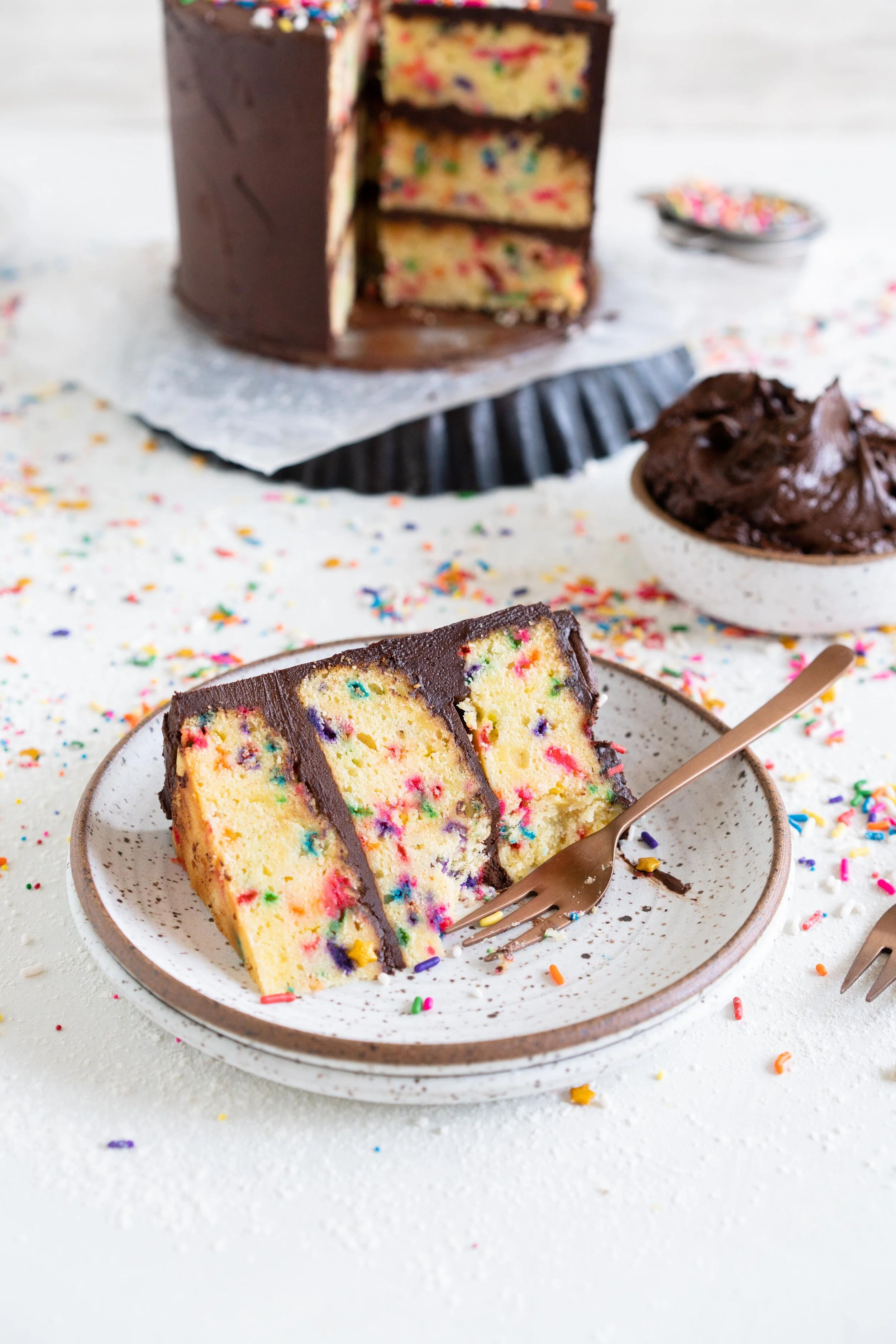 Funfetti Cake with Dark Chocolate Buttercream — Cloudy Kitchen