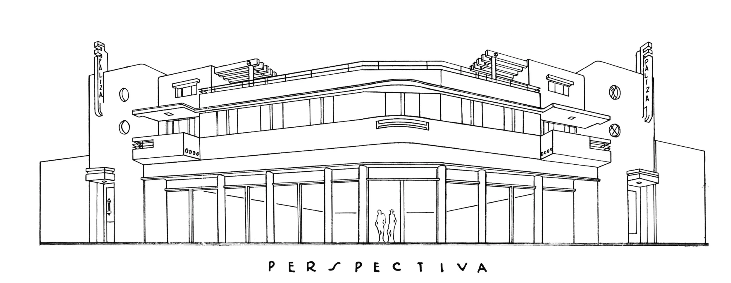 Perspectiva del Edificio Paliza, Calle Arzobispo Nouel esq. Palo Hincado, S.D. 1938.
