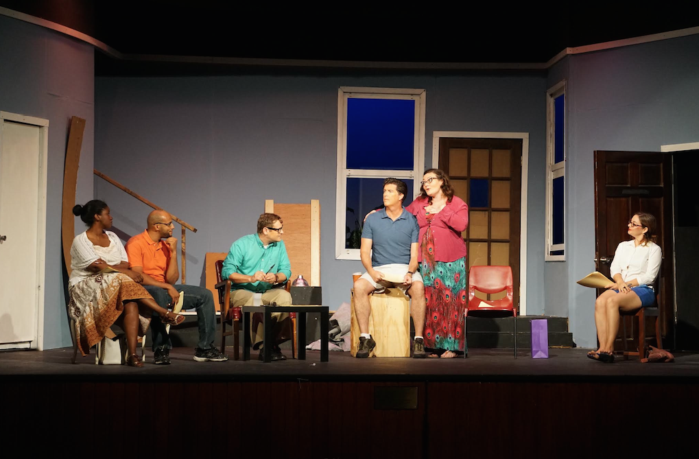 Actors performing a scene in the first act of the play “Clybourne Park”, which is now on at the Dundas. Images by Kelsey Nottage.