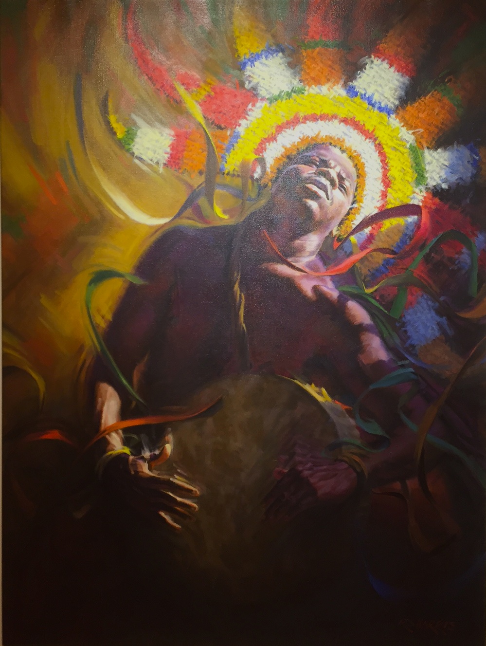Rolfe Harris, Junkanooer,1991. Oil on Canvas, 50 x 40 ins., D’Aguilar Art Collection.