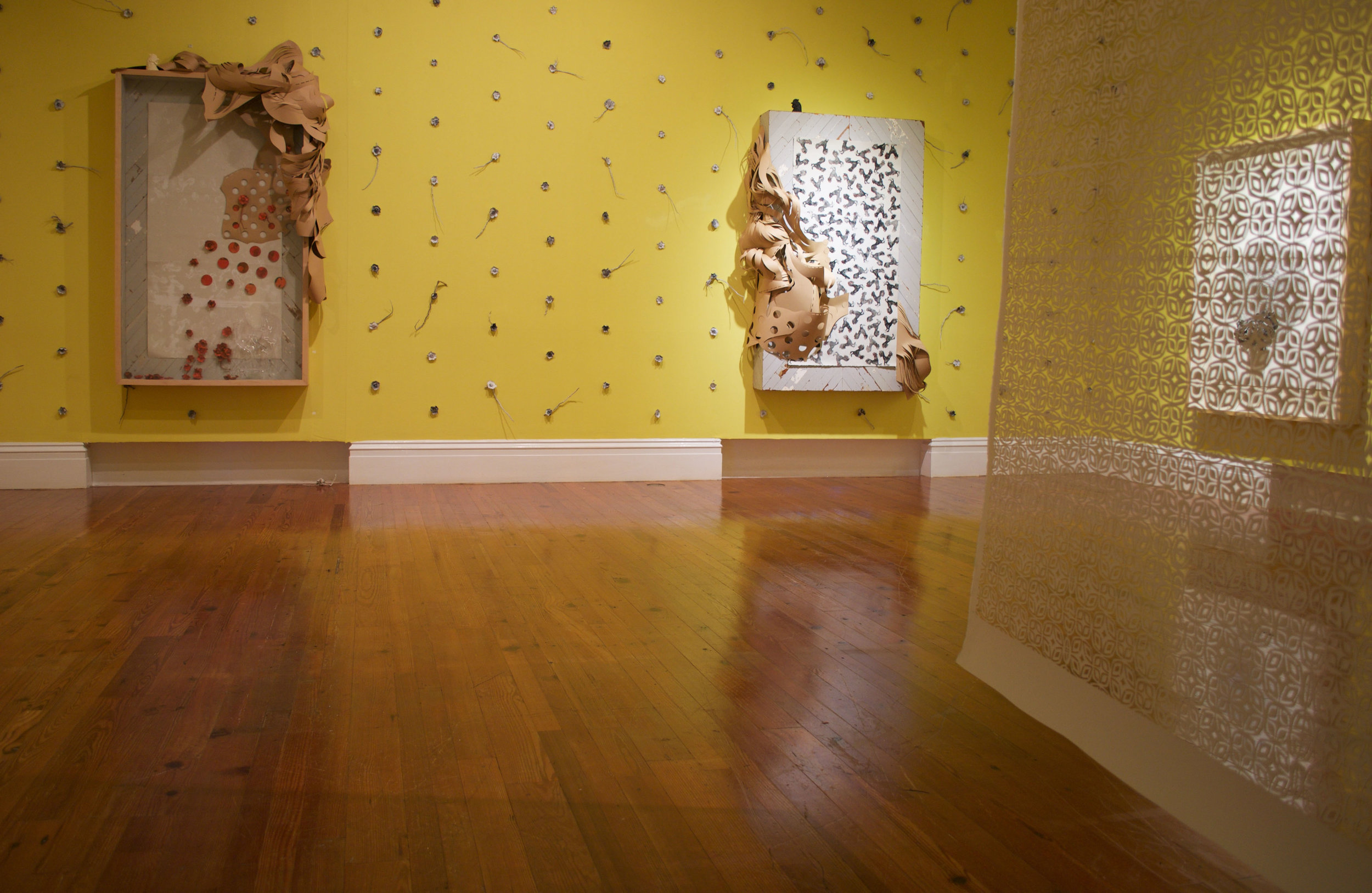 Installation shot of Double-Dutch: ‘The Colour & The Shape’ featuring the work of Kendra Frorup and Gabriel Ramos. 