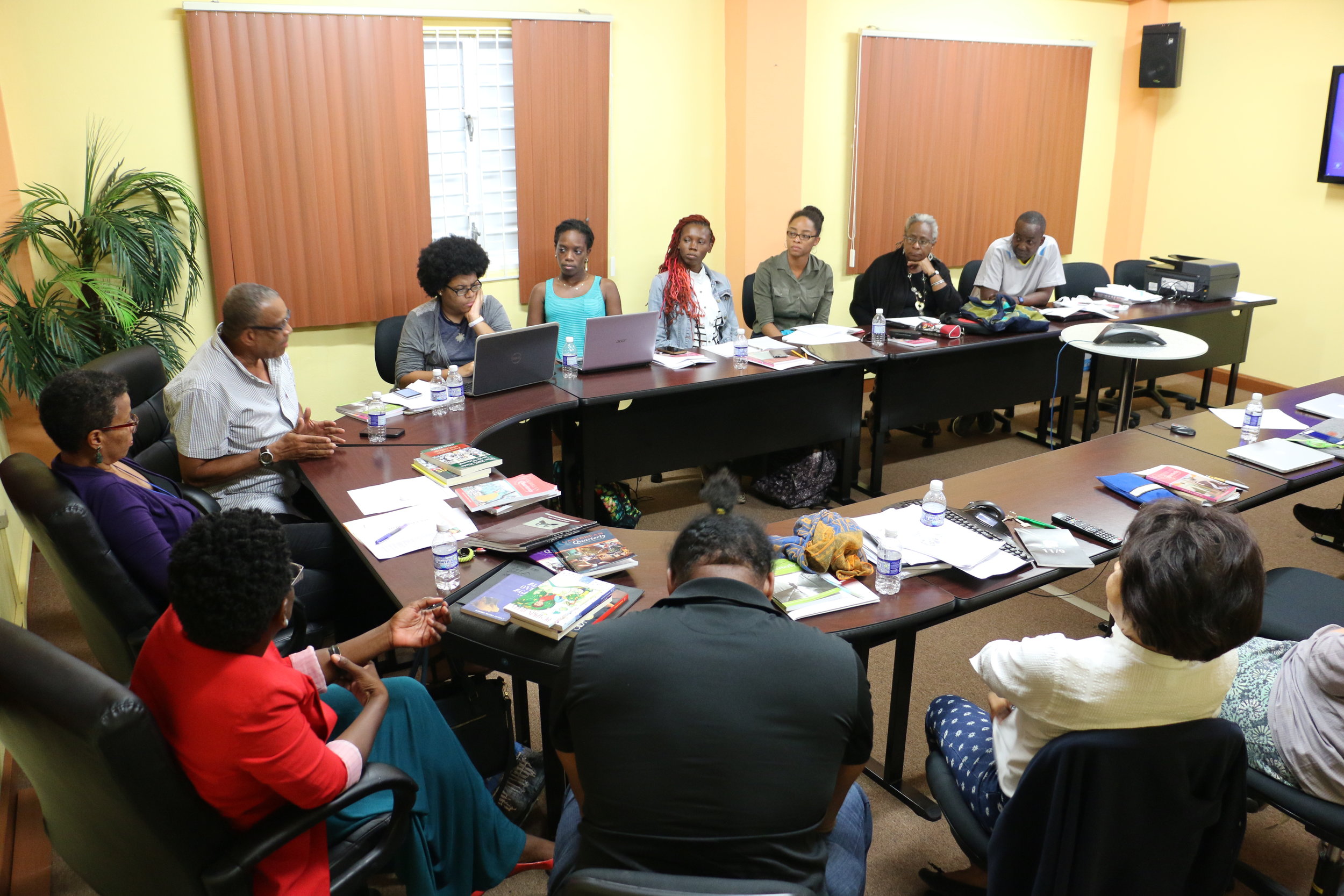 Creative Journalism Workshop partners, facilitators, and participants observe guest panel discussion on Thursday, January 12th at the University of the West Indies, Mona, Jamaica.