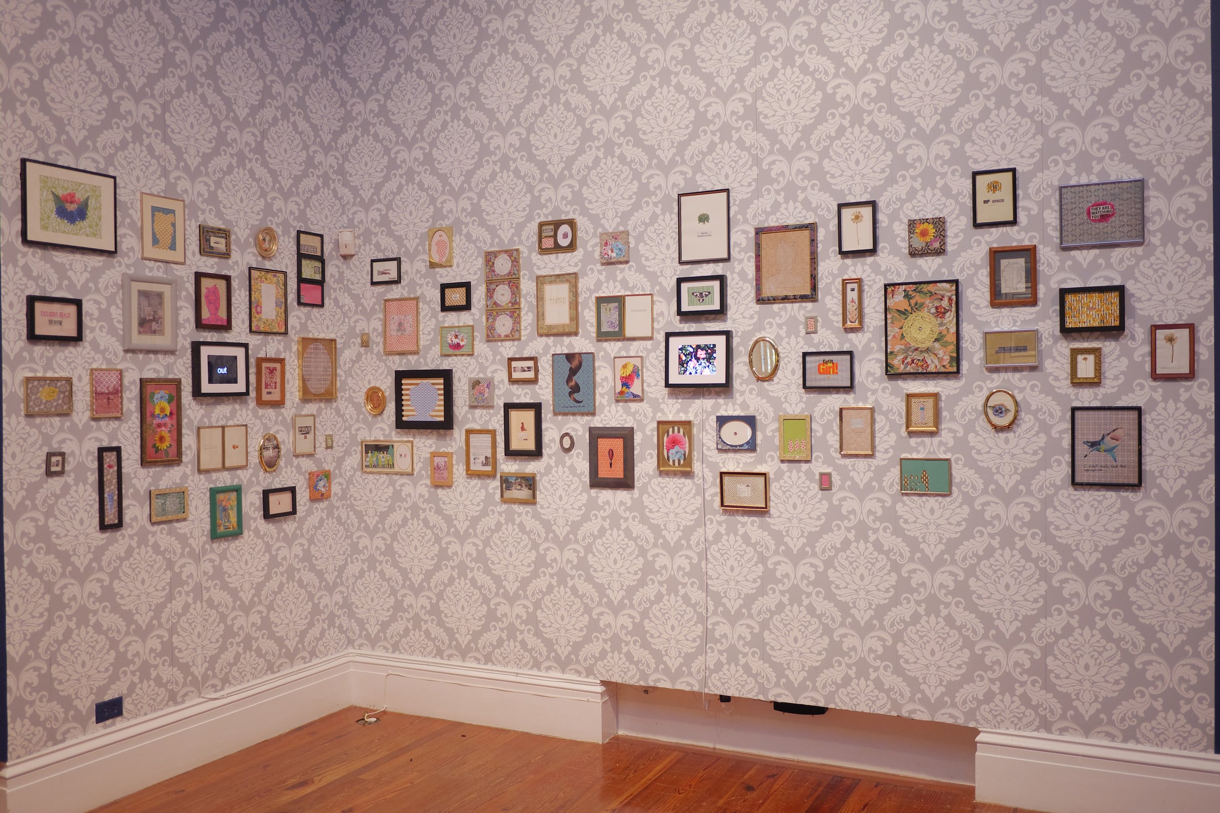 Giovanna Swaby. “I learned in Passing”. Collage, Video, Found Objects. Installation view at the National Exhibition 8 at the National Art Gallery of The Bahamas. 2016.