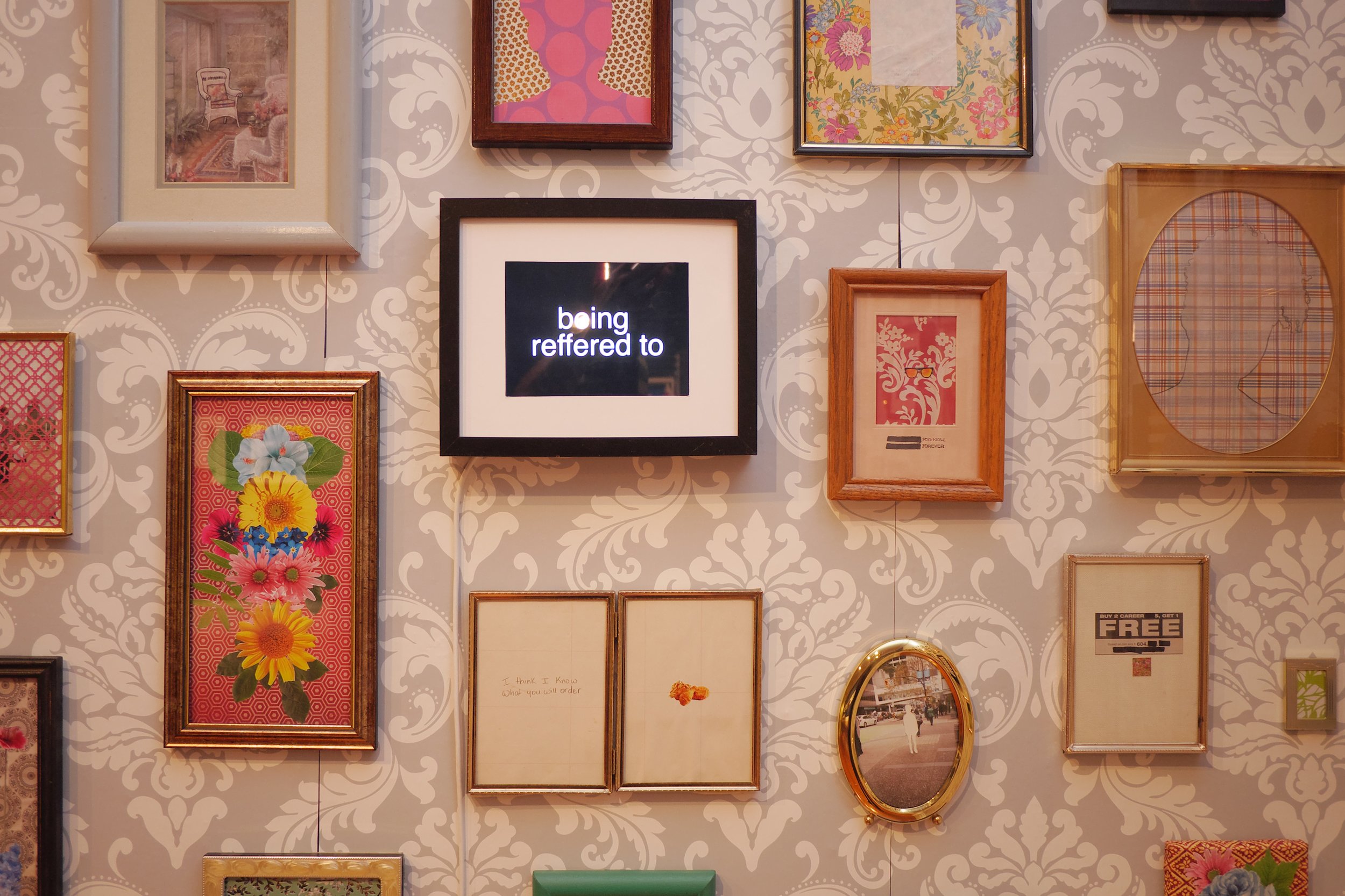 Giovanna Swaby. “I learned in Passing (detail)”. Collage, Video, Found Objects. Installation view at the National Exhibition 8 at the National Art Gallery of The Bahamas. 2016.