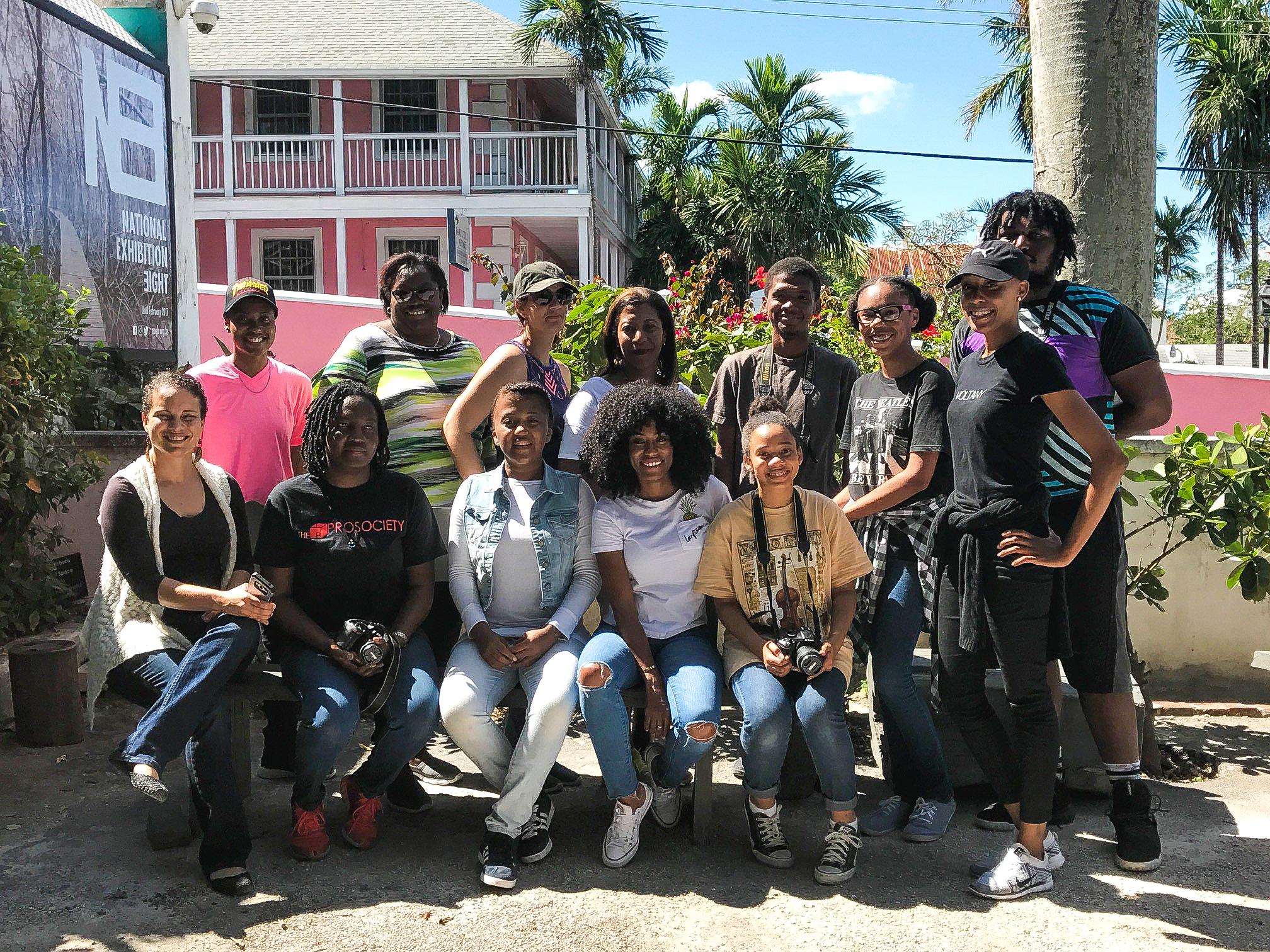 From Left - (Back) Participants: Nowé Harris Smith, Cherfelt Wells, Anne Ulentin, Linda Roman, Hiram Carey, Dayna Pratt, Matthew Rahming. (Front) Katrina Cartwright (NAGB Education Officer), Participants: Cordeia Munnings, Olujinmi Ali, Sherice Major, Ava Richardson and Keisha Oliver (Workshop facilitator)