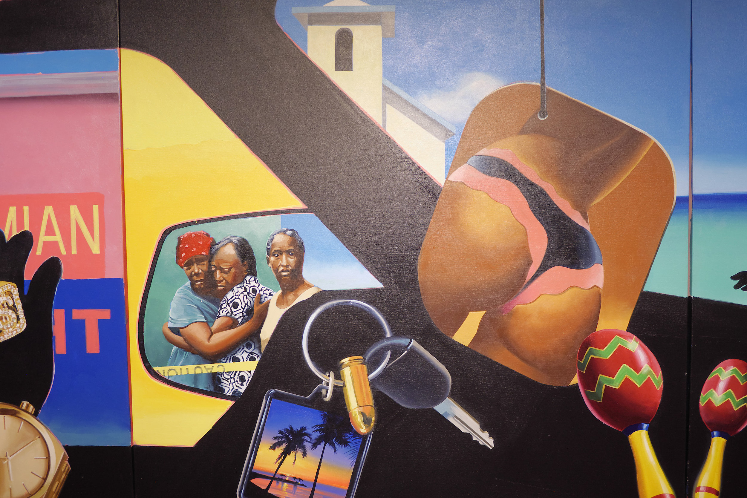 Dave Smith. Detail of "Passing thru", Acrylic on Canvas, 48” x 144”, 2016. Image courtesy of the NAGB