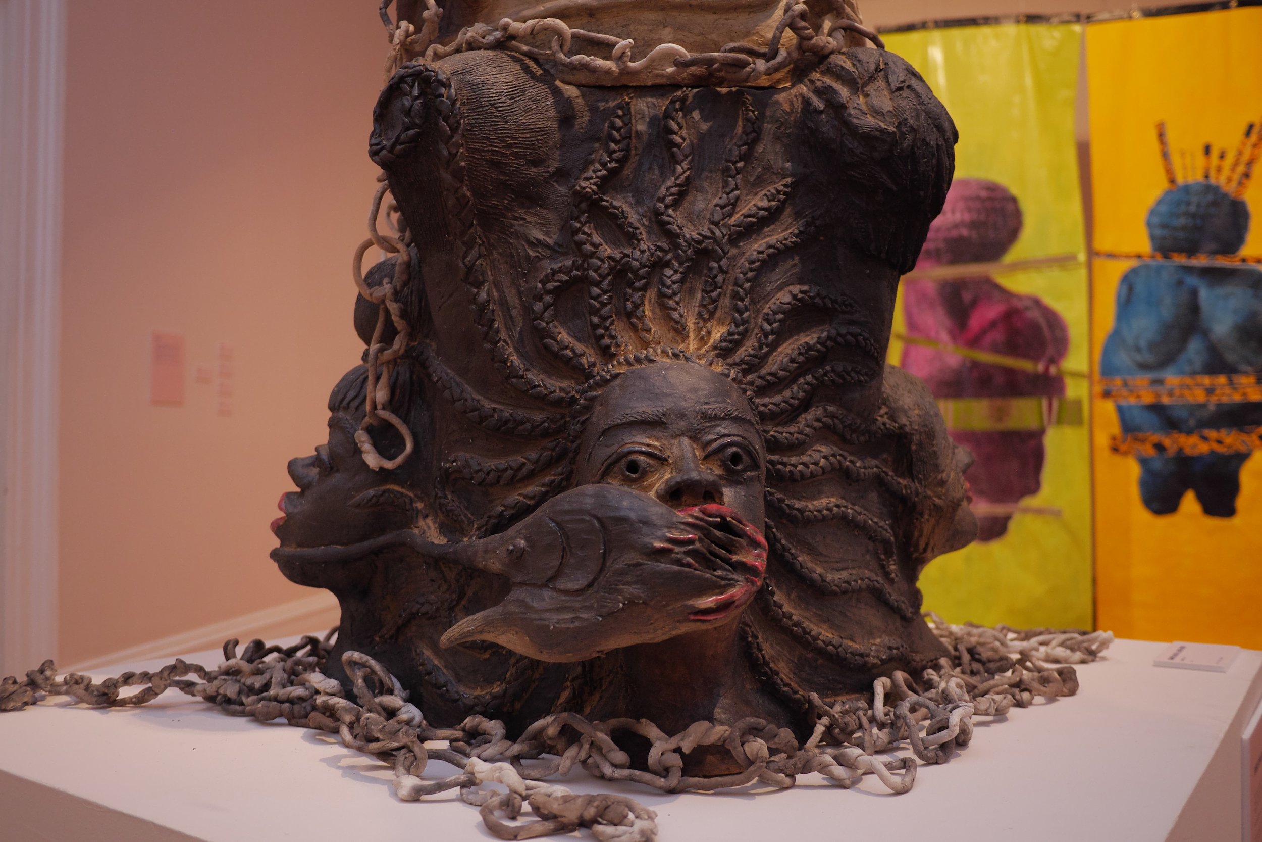 View of foundation of ‘Equality?’ (2016) by Joann Behagg and Jackie Pinder, a clay sculpture dealing with the 2002 and 2016 referendums for equality.