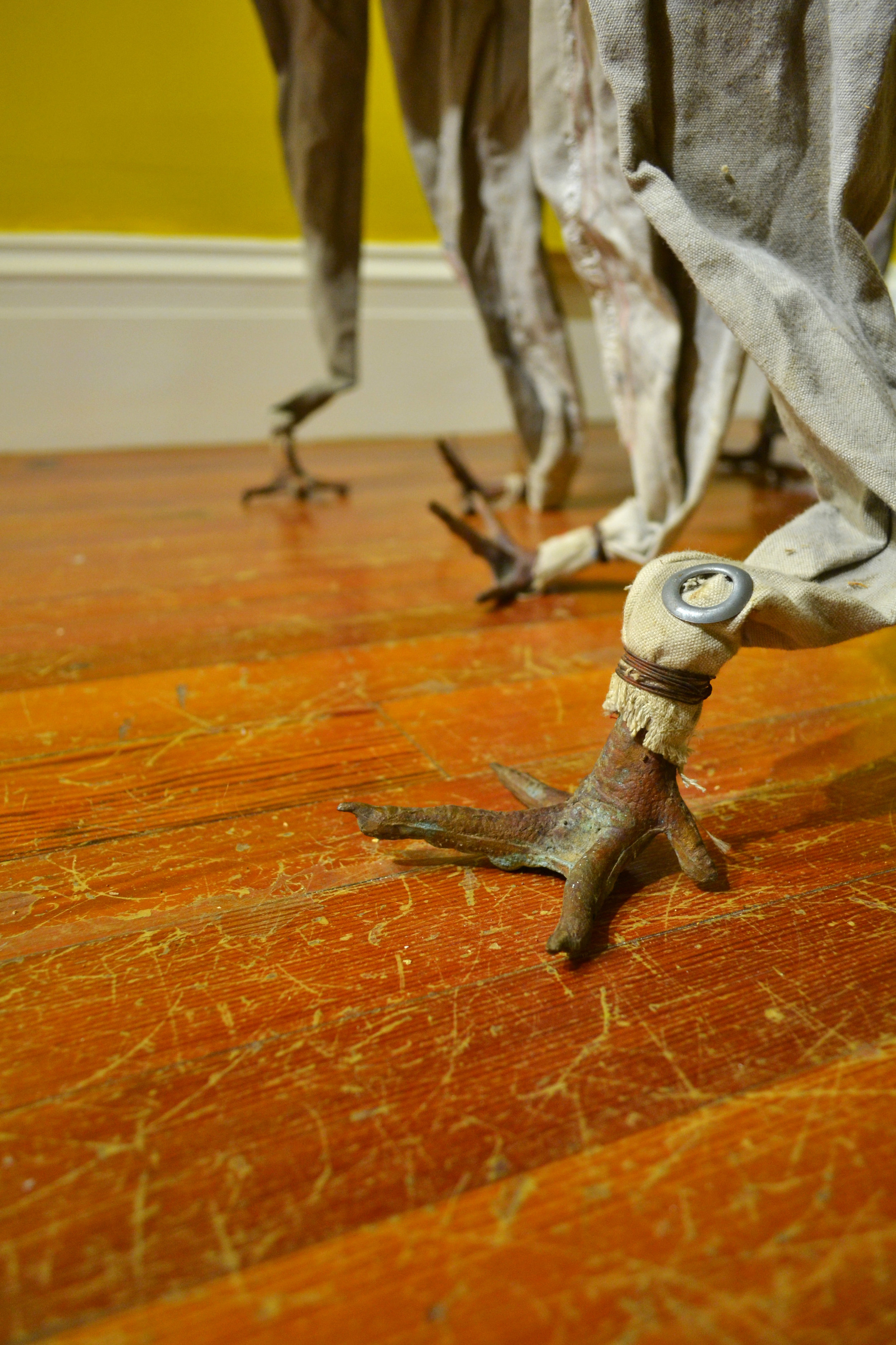 Closeup of bronze cast chicken feet in Kendra Frorup’s ‘Domestic Chickens’ (2007) installation. Part of the National Collection as seen in the Permanent Exhibition ‘Revisiting An Eye For The Tropics’. Image courtesy of the NAGB. 