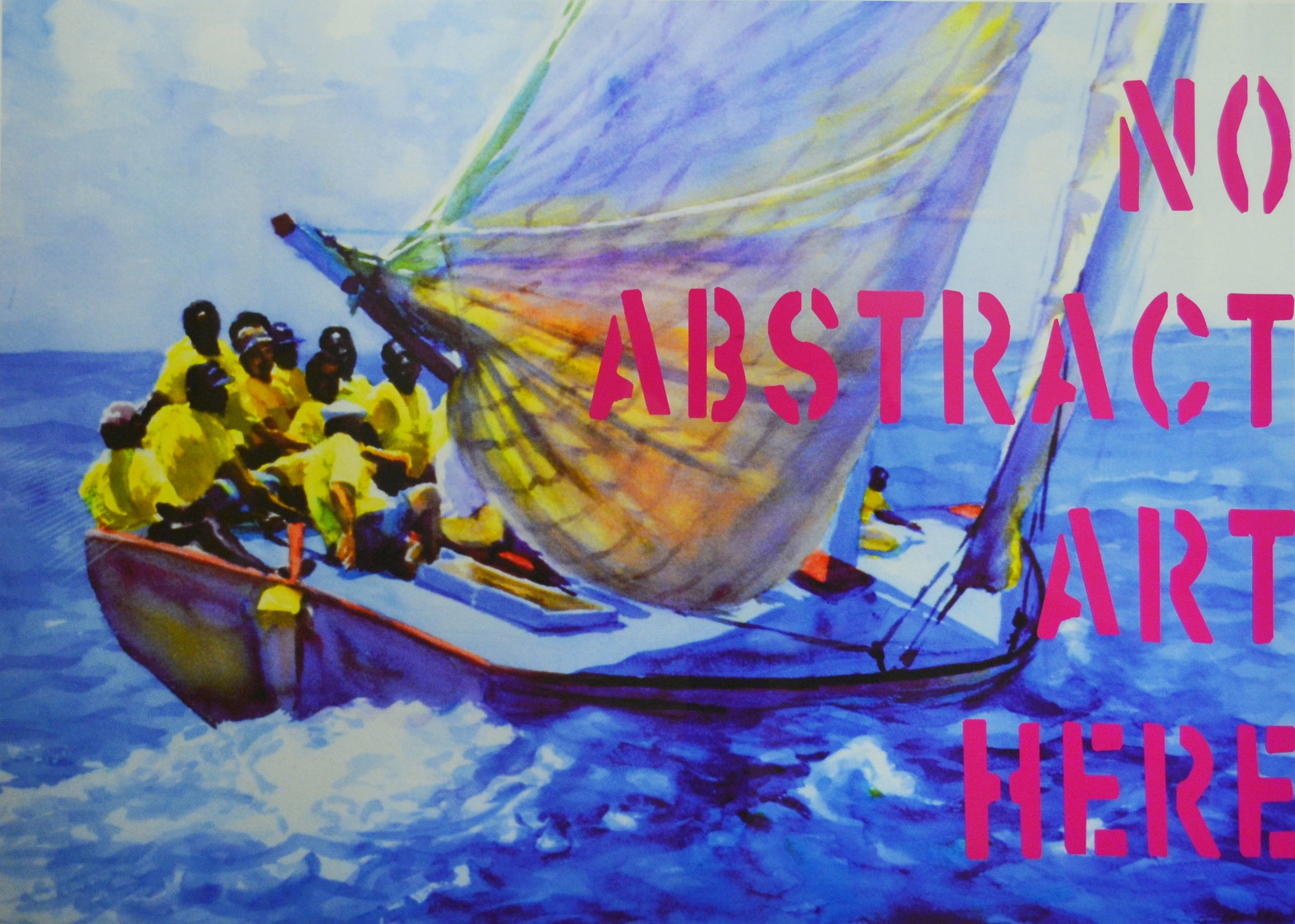 ‘No Abstract Art Here’ (2006). Part of the ‘Real Bahamian Art Series’ by Dionne Benjamin-Smith. On display at the NAGB as part of the new Permanent Exhibition 'Revisiting An Eye For The Tropics'. From the Dawn Davies Collection. 