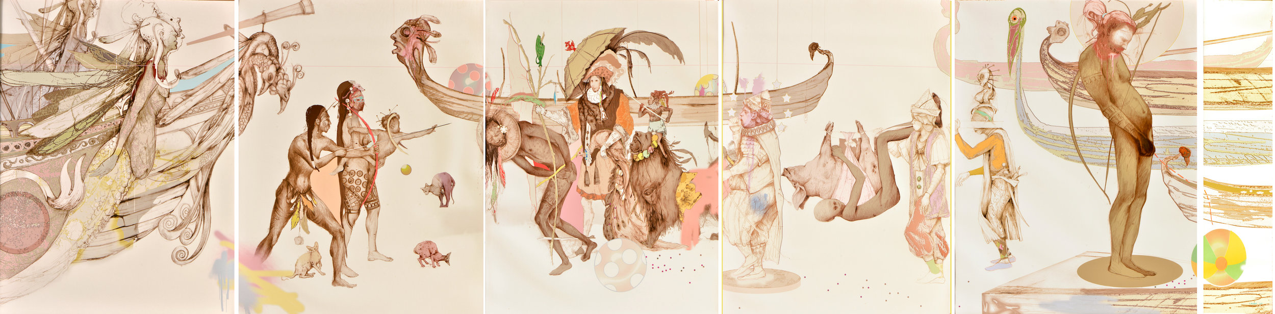 Lavar Munroe. Between the Devil and the Deep Blue Sea, 2011. Digital rendering. 34 x 25 (5), 34 x 10 (1). Image courtesy of The Dawn Davies Collection
