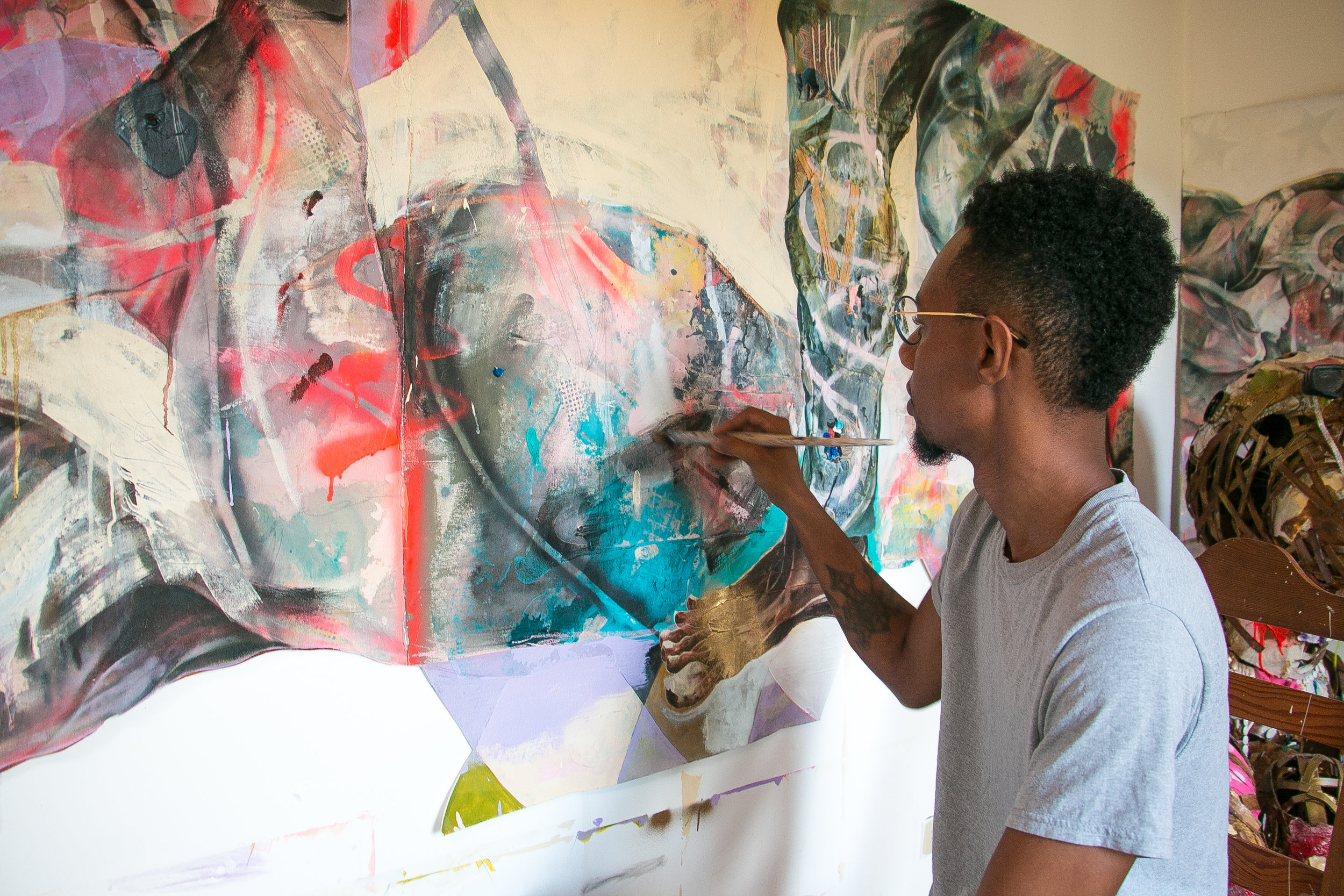 Lavar Munroe working in his studio on Milton Street, Nassau Bahamas. (Photo by Keisha Oliver)