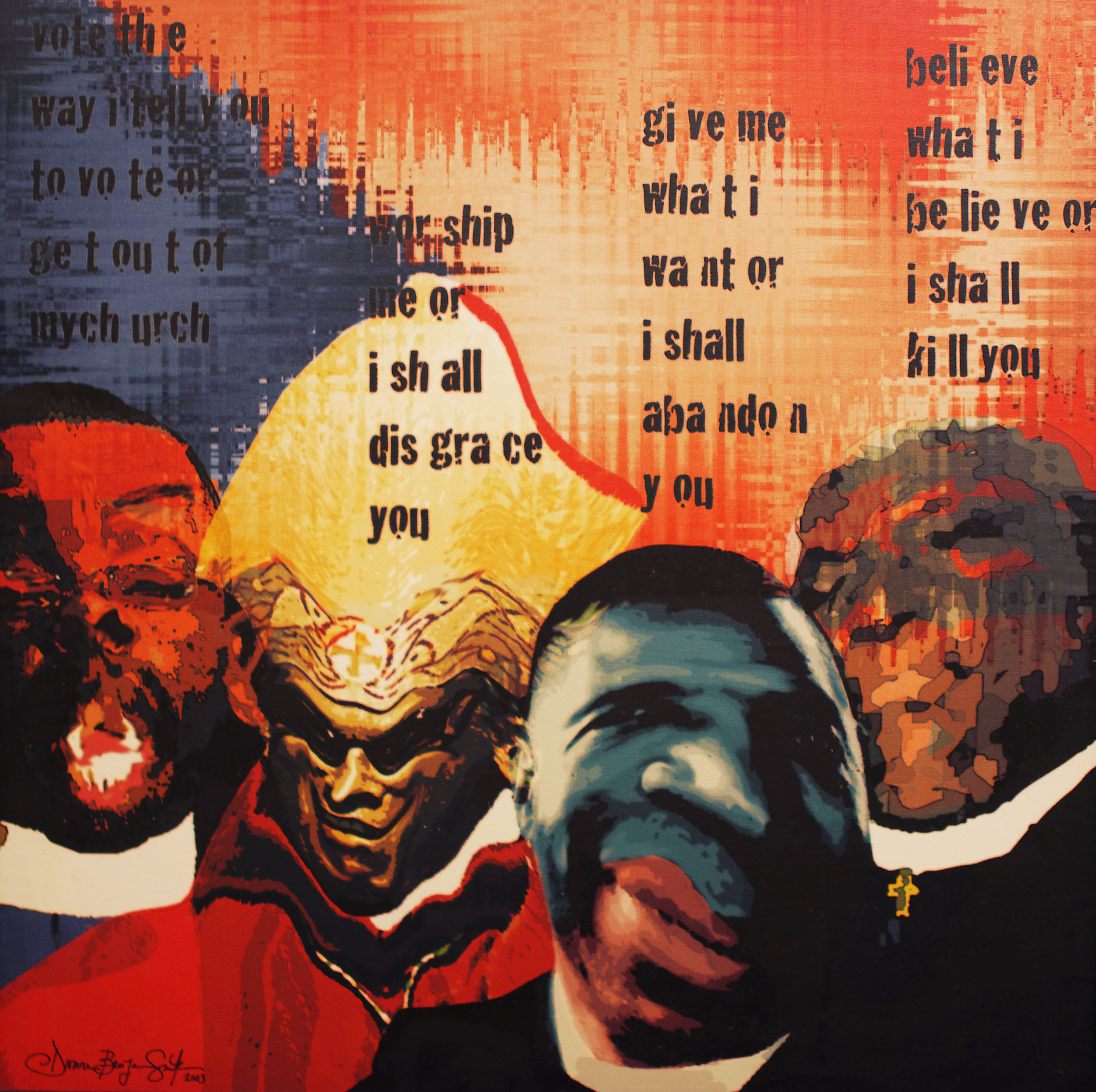 “Bishops, bishops everywhere and not a drop to drink”, Dionne Benjamin-Smith, 2003, digital print, 24 x 24. Part of the National Collection, courtesy of the 2003 Collection Fund.