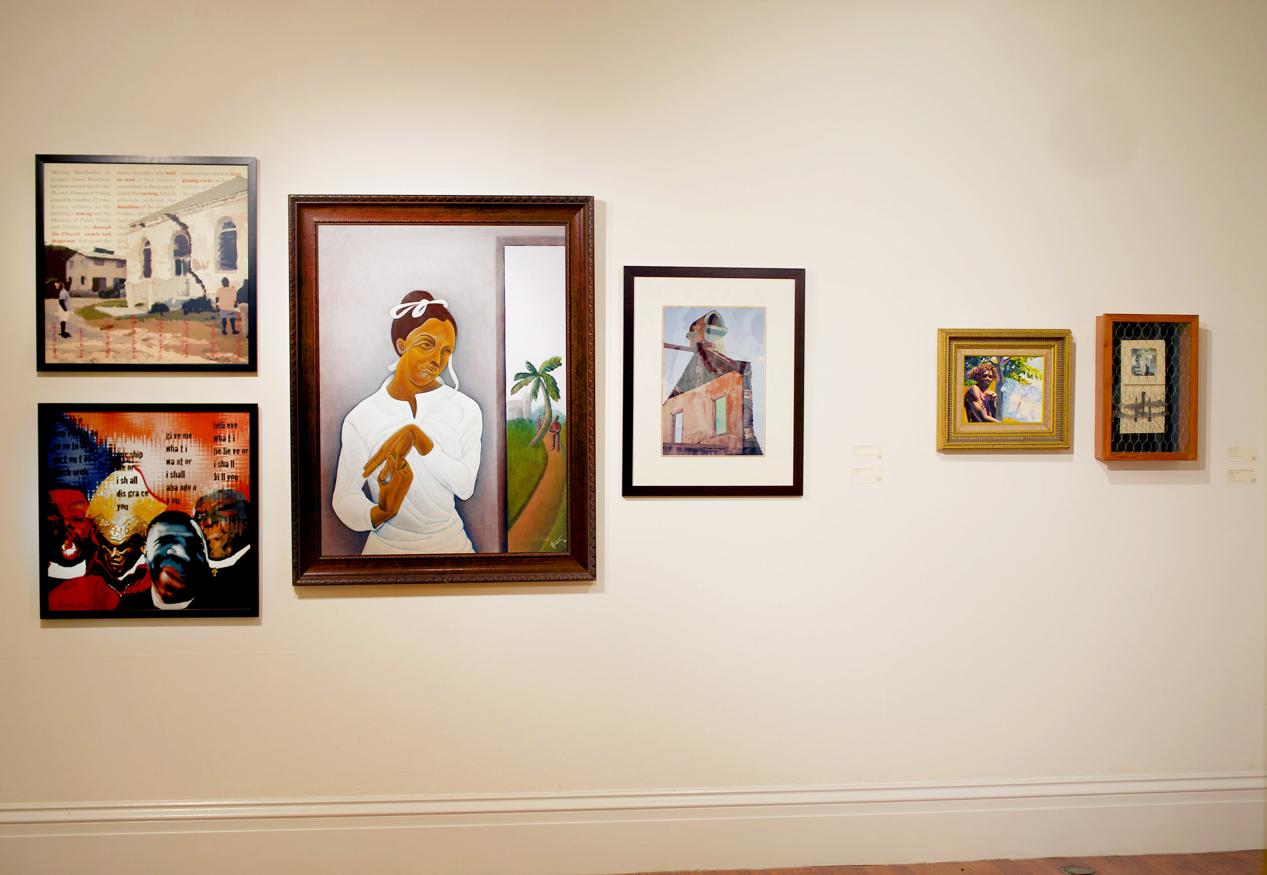 Installation shot of “Bishops, bishops everywhere and not a drop to drink” (2003) by Dionne Benjamin-Smith as seen in the current Permanent Exhibition, “Revisiting An Eye For the Tropics”. Part of the National Collection.