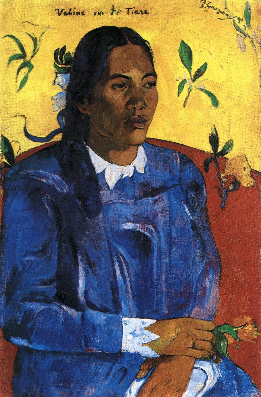 “Vahine No te Tiare (Woman With a Flower)” (1891), Paul Gauguin, oil on canvas, 27 ½ x 18, Ny Carlsberg Glyptotek, Kopenhagen. Photo: Ole Haupt.