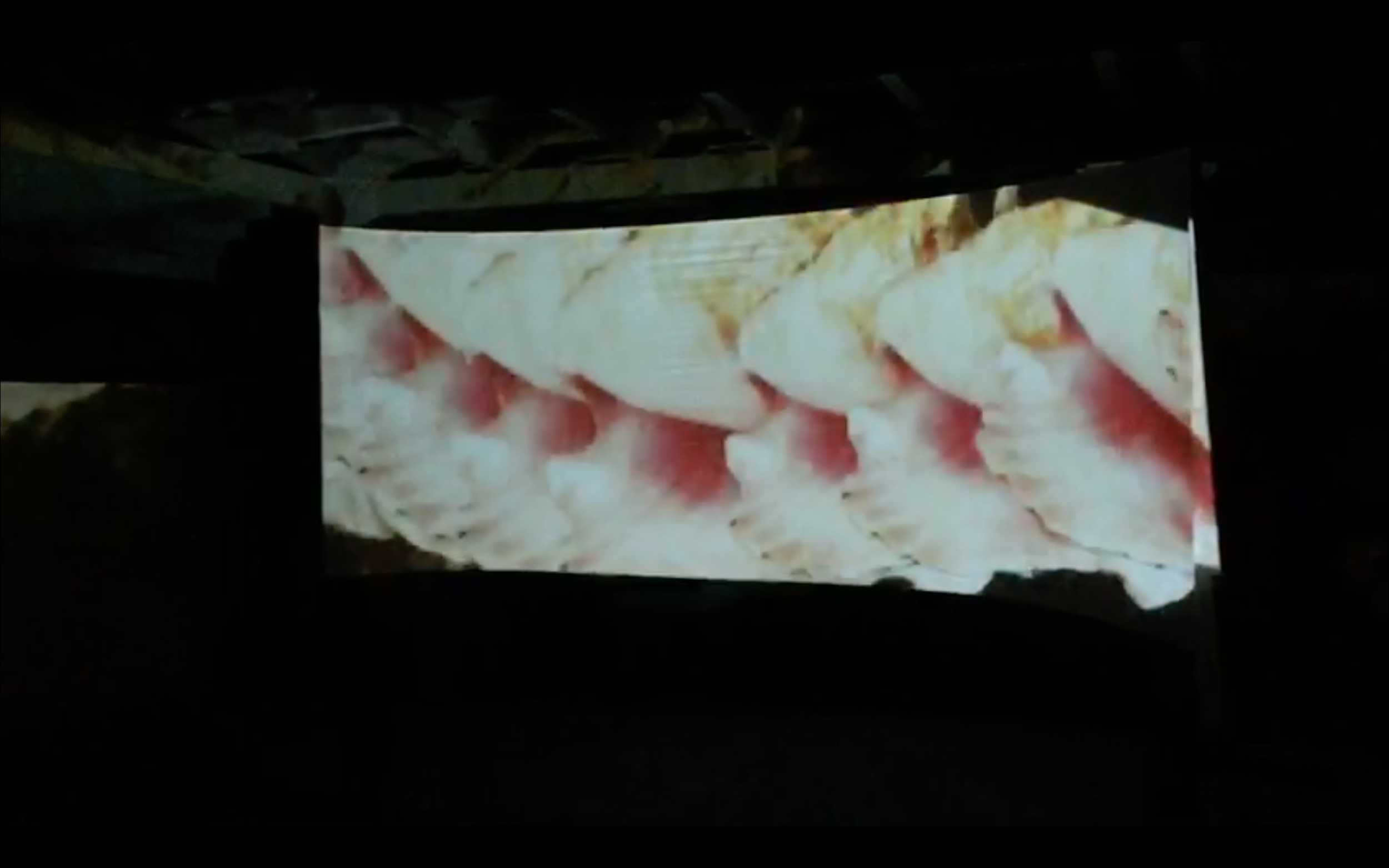 View of installation of projection work by David Gumbs. 