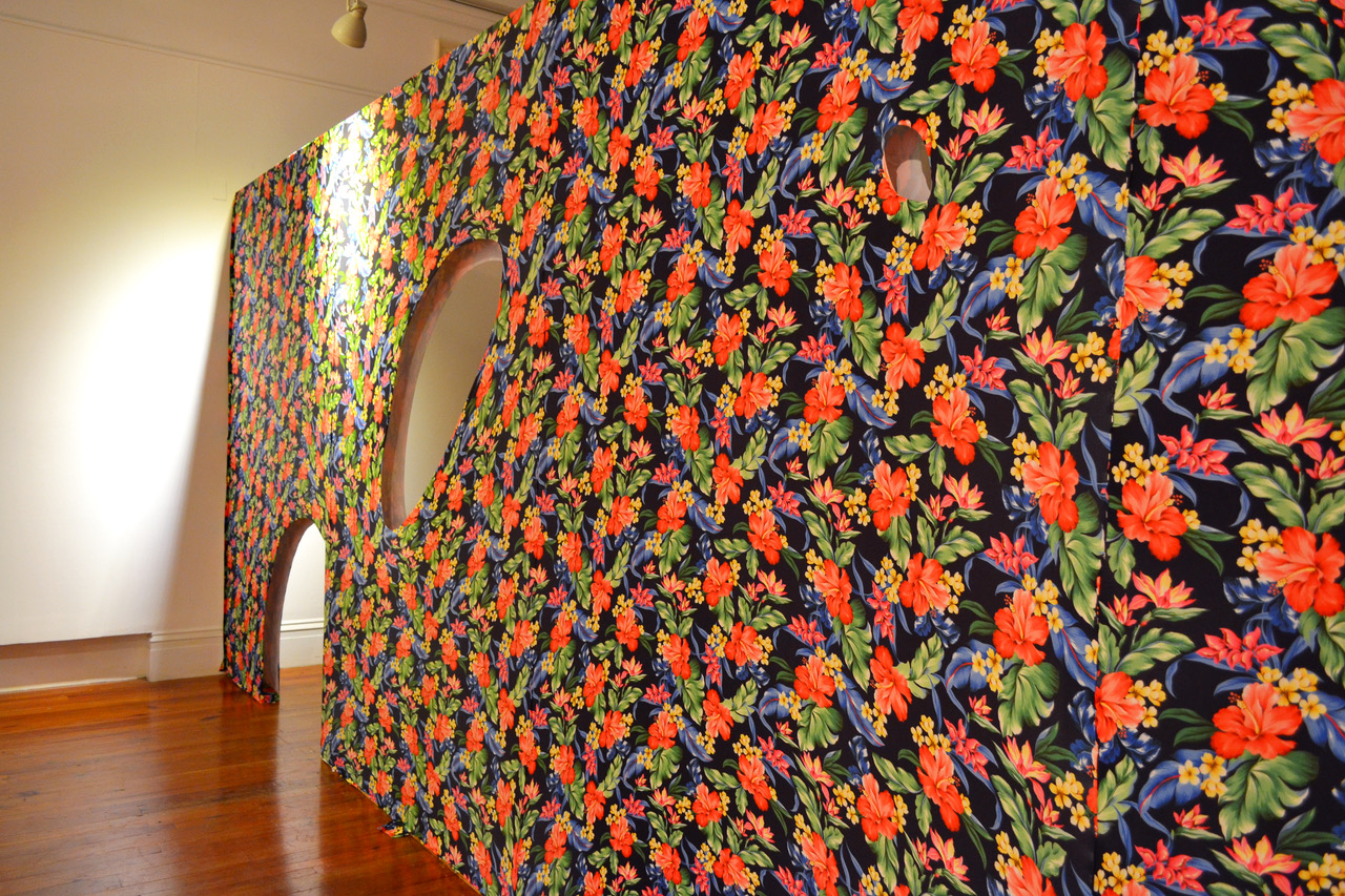 Joiri Minaya. Installation “Invitation To Transgress” made from spandex, 10 x 26’, on view as a part of the 6th Double Dutch, entitled “Re: Encounter,” on view at that National Art Gallery of The Bahamas through Sunday, November 26th, 2017.