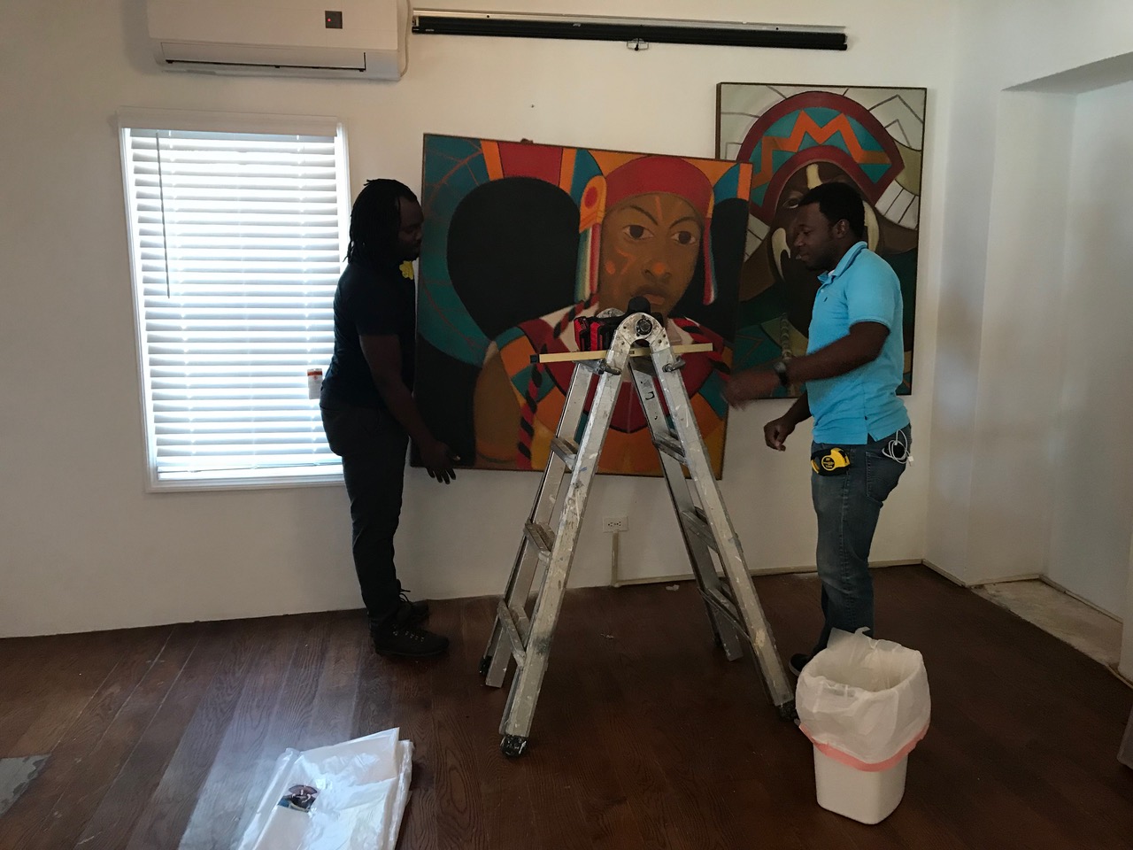 Team NAGB preparing to and installing "TRANS: A Migration of Identity" at The South Eleuthera Mission, Rock Sound Eleuthera.