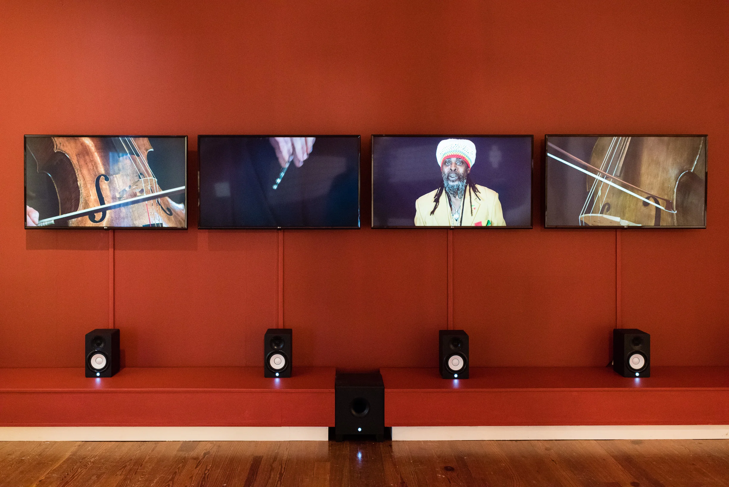 Installation shot of “The Slave’s Lament” (2015) by Scottish artist Graham Fagen, part of “We Suffer To Remain”, a collaborative exhibition with the British Council.