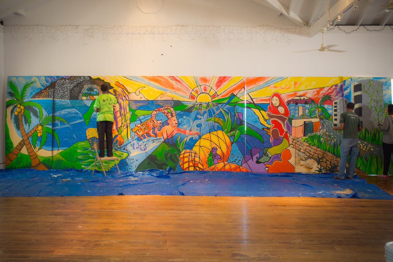 Eleuthera high school students working on the mural “Freedom”. All images courtesy of the NAGB.