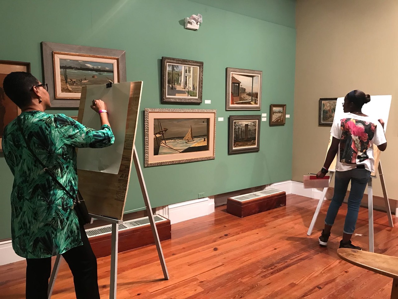 Mother and daughter drawing in the galleries. Image courtesy of the NAGB.