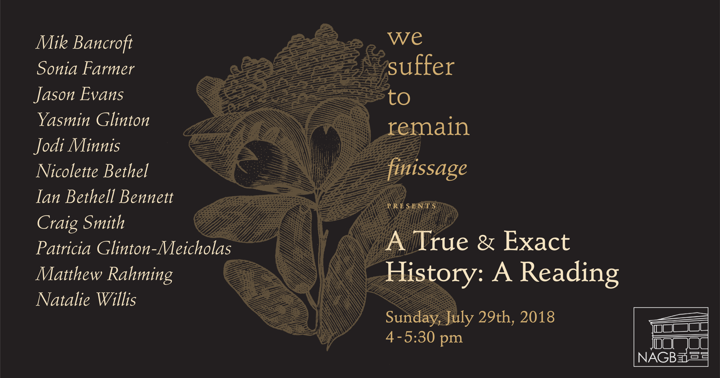 Promotion for Sonia Farmer’s “A True and Exact History: A reading. Design by Kriston Chen.