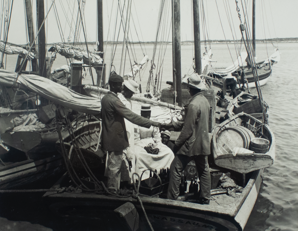 “Untitled (Boat Scene)” (c.1920), James O. “Doc” Sands, digital print on archival paper, 11 x 14. Part of the National Collection and currently on display in “Hard Mouth: From the Tongue of the Ocean”.