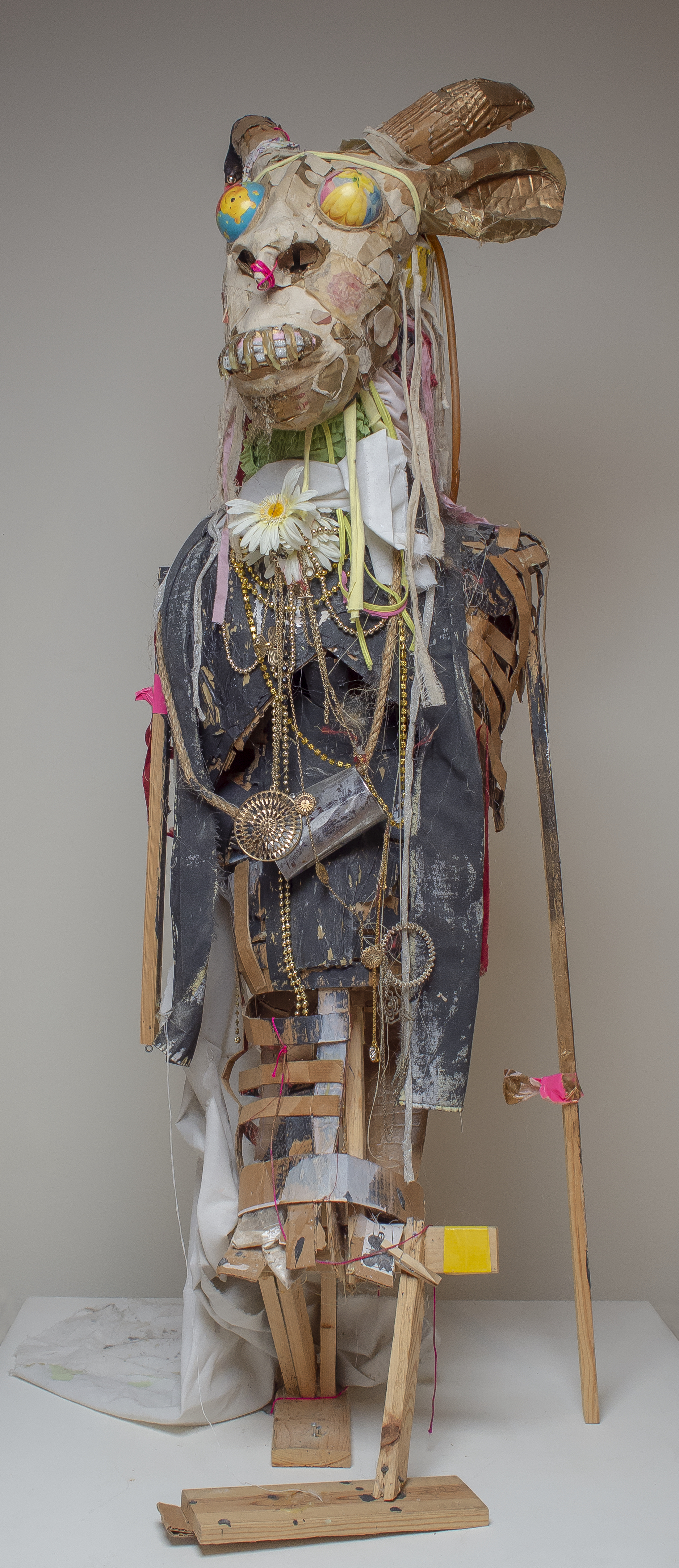 “Bushmen: Tale of Twin Gods”( 2012). Lavar Munroe. From the series ‘Grants Town Trickster” Mixed Media, 108" x 46" x 62''. Image courtesy of Lavar Munroe