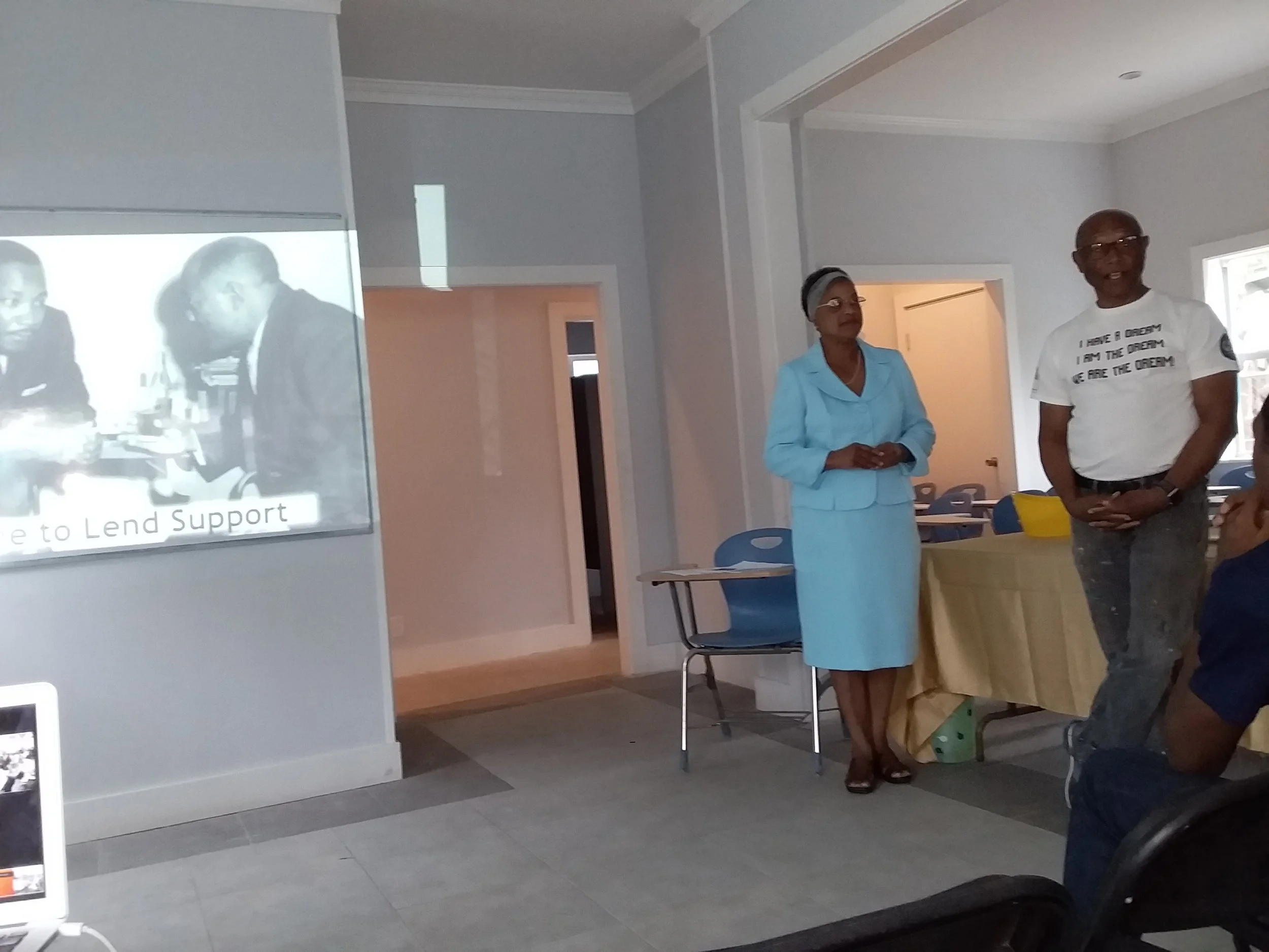 Rosalie Fawkes and Antonius Roberts at the Martin Luther King presentation at the LAHB Center. Photography courtesy of Dede Brown.