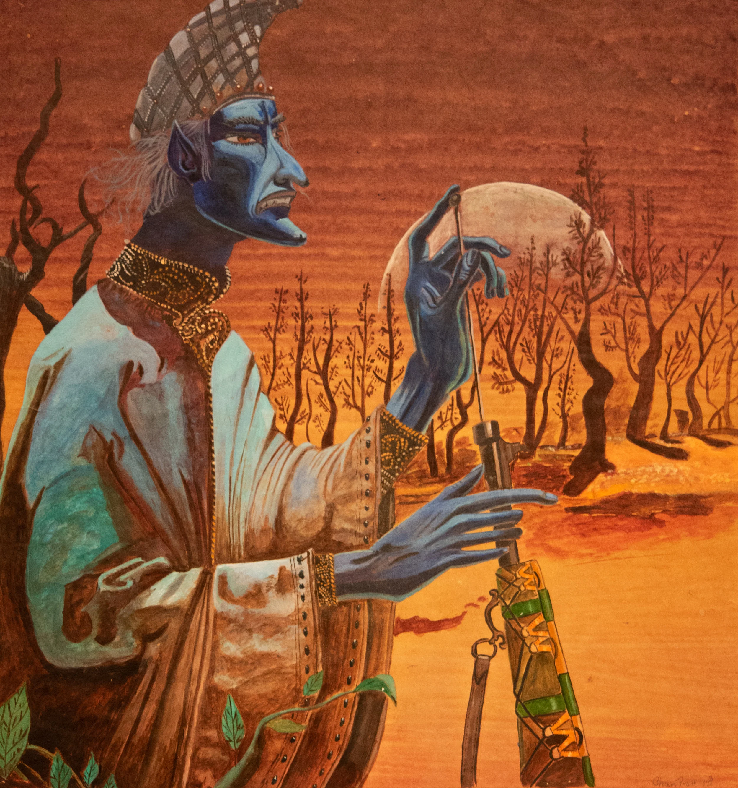 “Warrior God” (1982), Chan Pratt, acrylic on paper, 18 ½ x 17 ½ inches. Part of the Chan Pratt Foundation Collection.