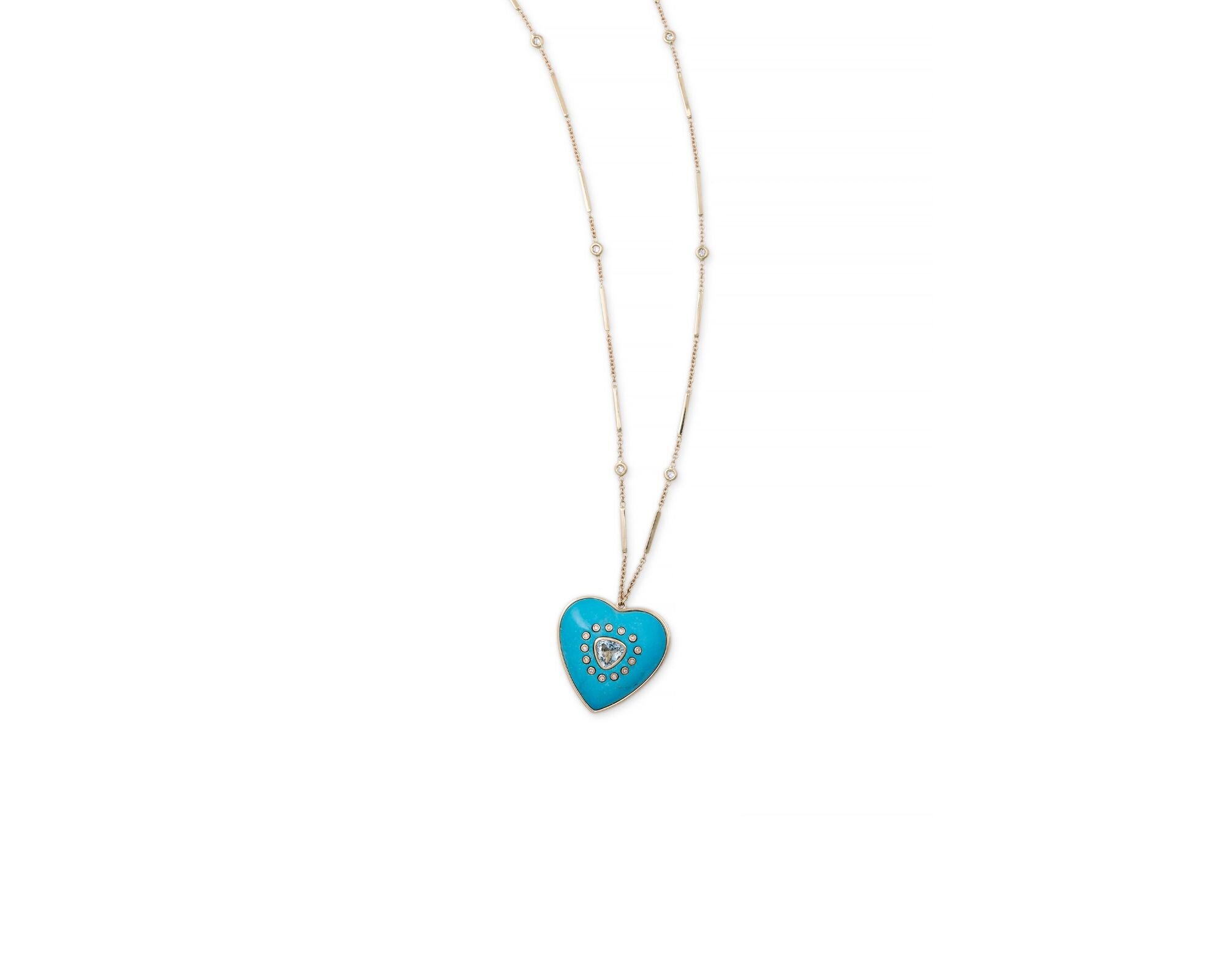  Jacquie Aiche- Turquoise Hamsa Puffed Heart Charm ($2650)