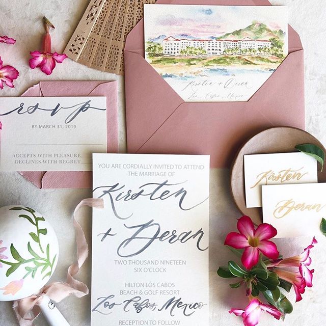 Take me back to Cabo!! In serious need of a vaca &amp; a marg after this month! Who&rsquo;s with me?! ✌🏻💃🏻🍹#cabo #watercolorillistration #watercolorvenuepainting #watercolorinvitation #cabowedding #hiltonloscabos

iPhone Pic: @gritandgoldeventco.