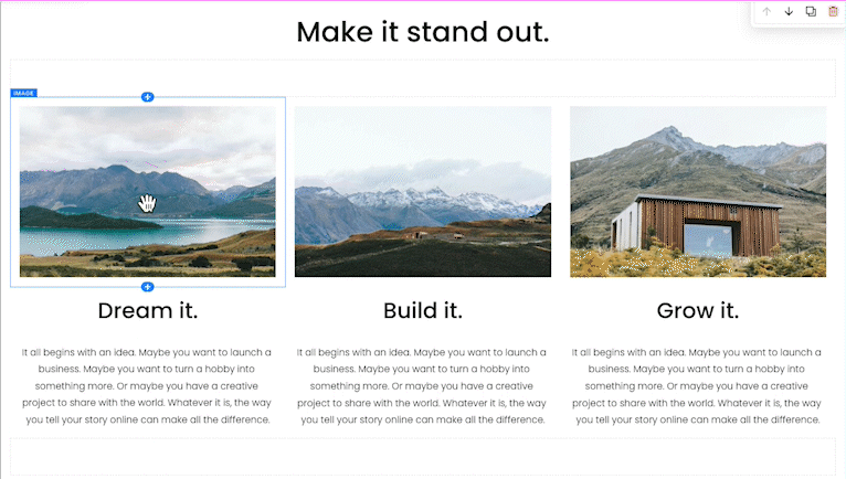 Gif demonstrating an unexpected layout shift while dragging and dropping in Layout Engine