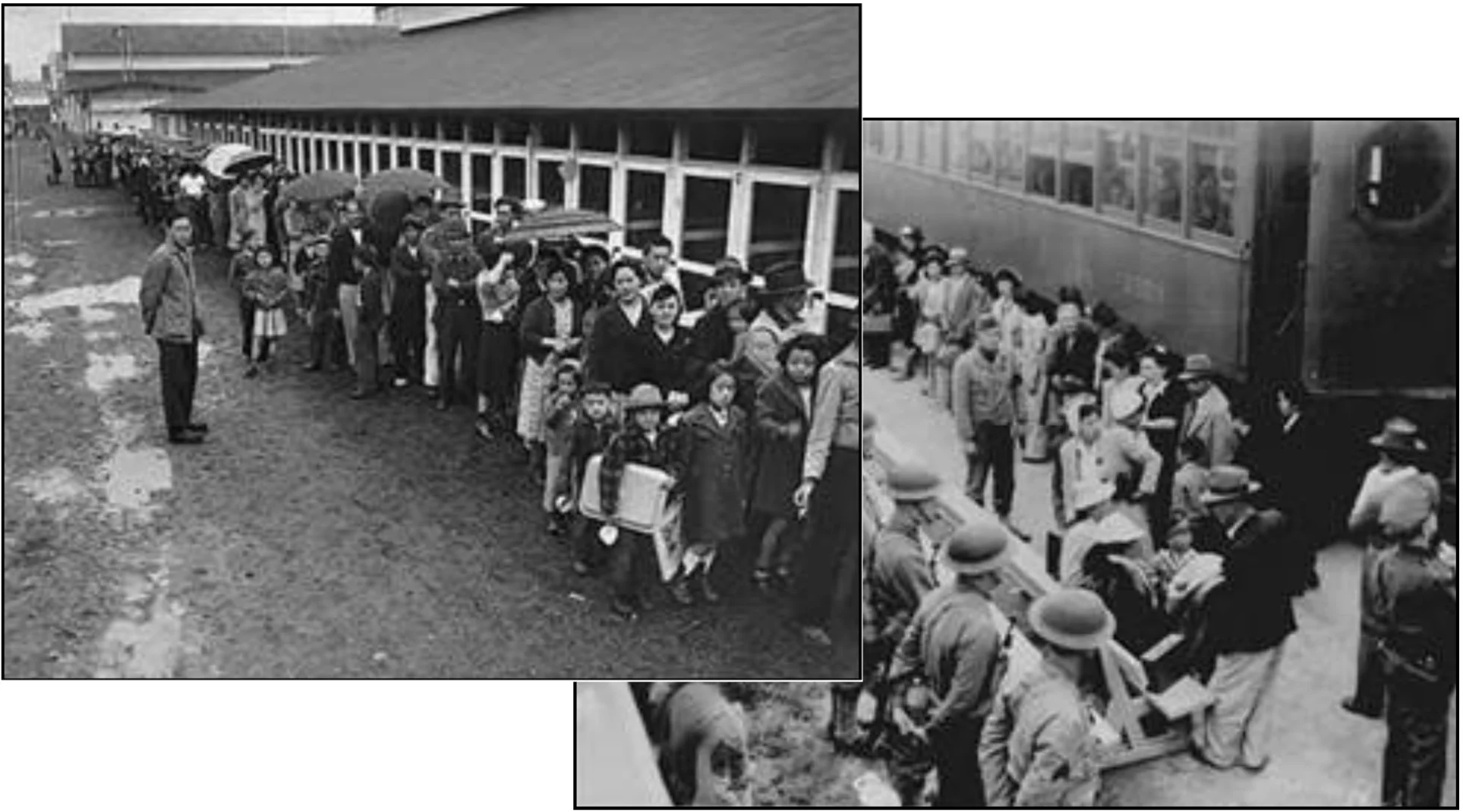 Contemporary photos of internment of Japanese American citizens during WW II
