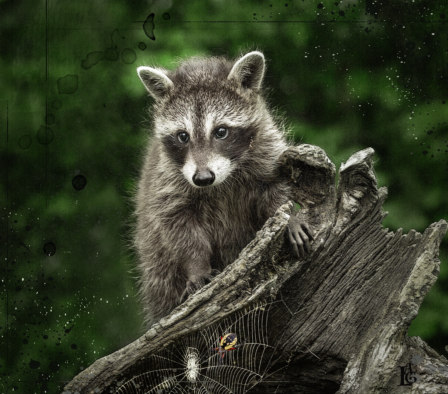 Raccoon on Stump