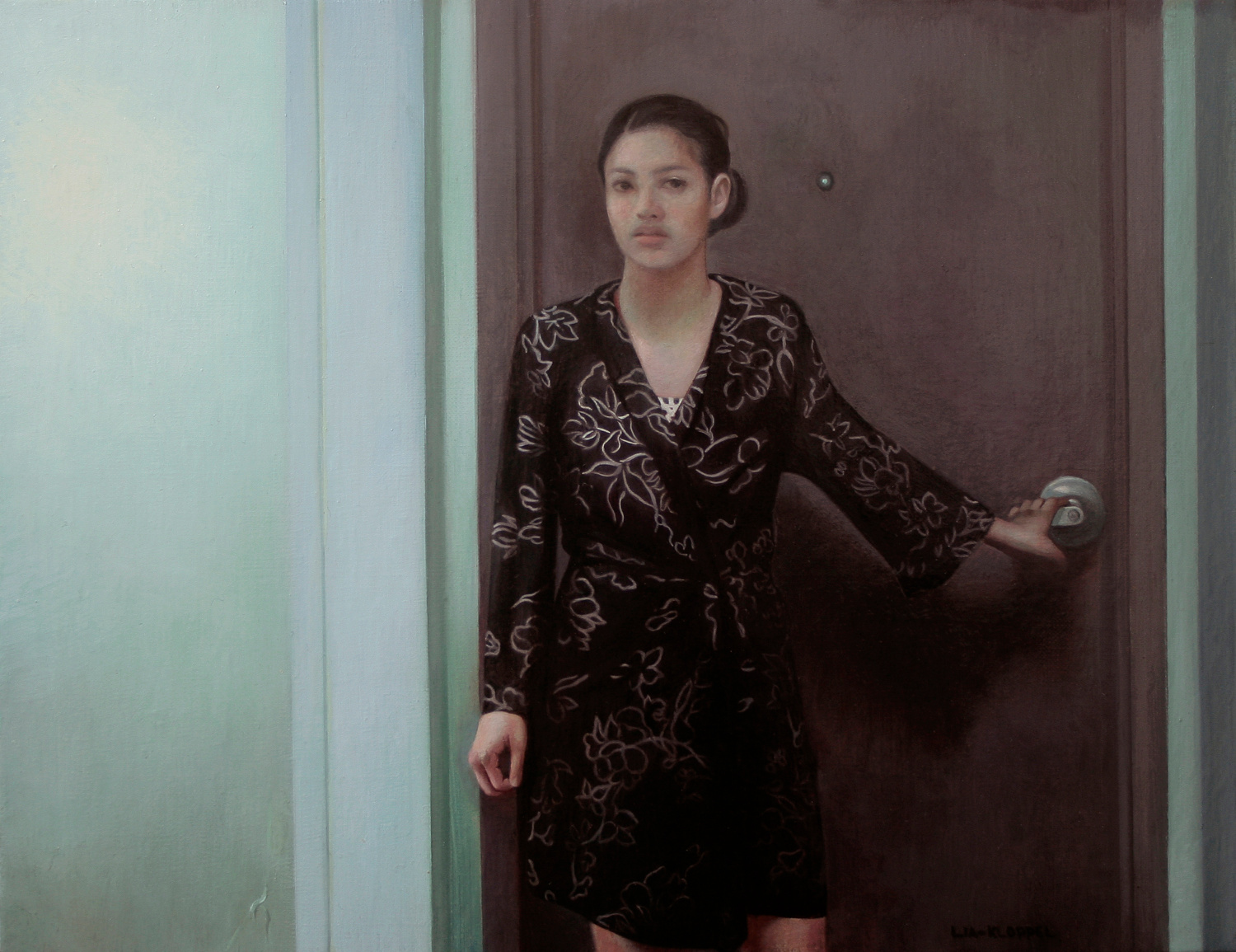   Peephole , 2014, Oil on linen, 8 x 11.5 inches, Private collection 
