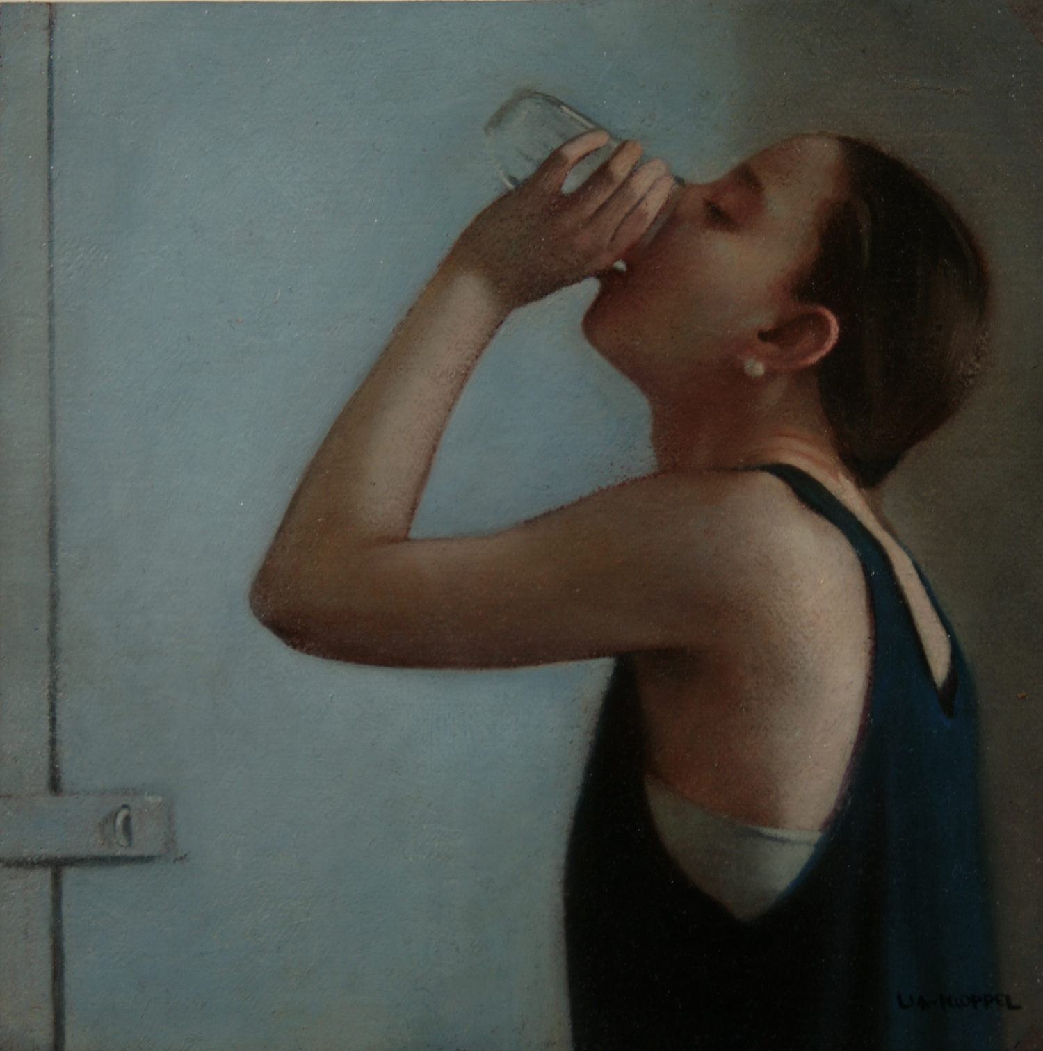   Drink,&nbsp; 2007, Oil on linen, 9 x 9 inches, Private collection 