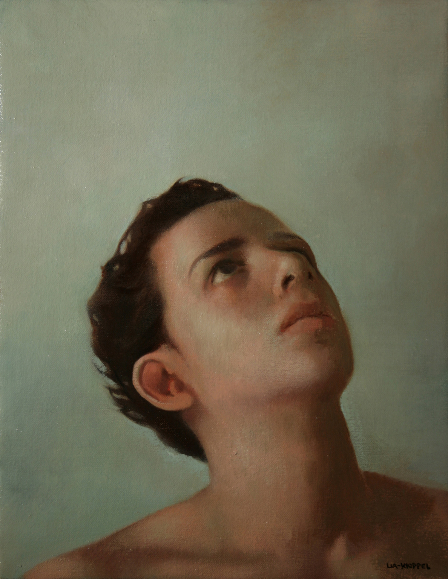   Man Looking Up,&nbsp; 2007, Oil on linen, 14 x 11 inches, Private collection 