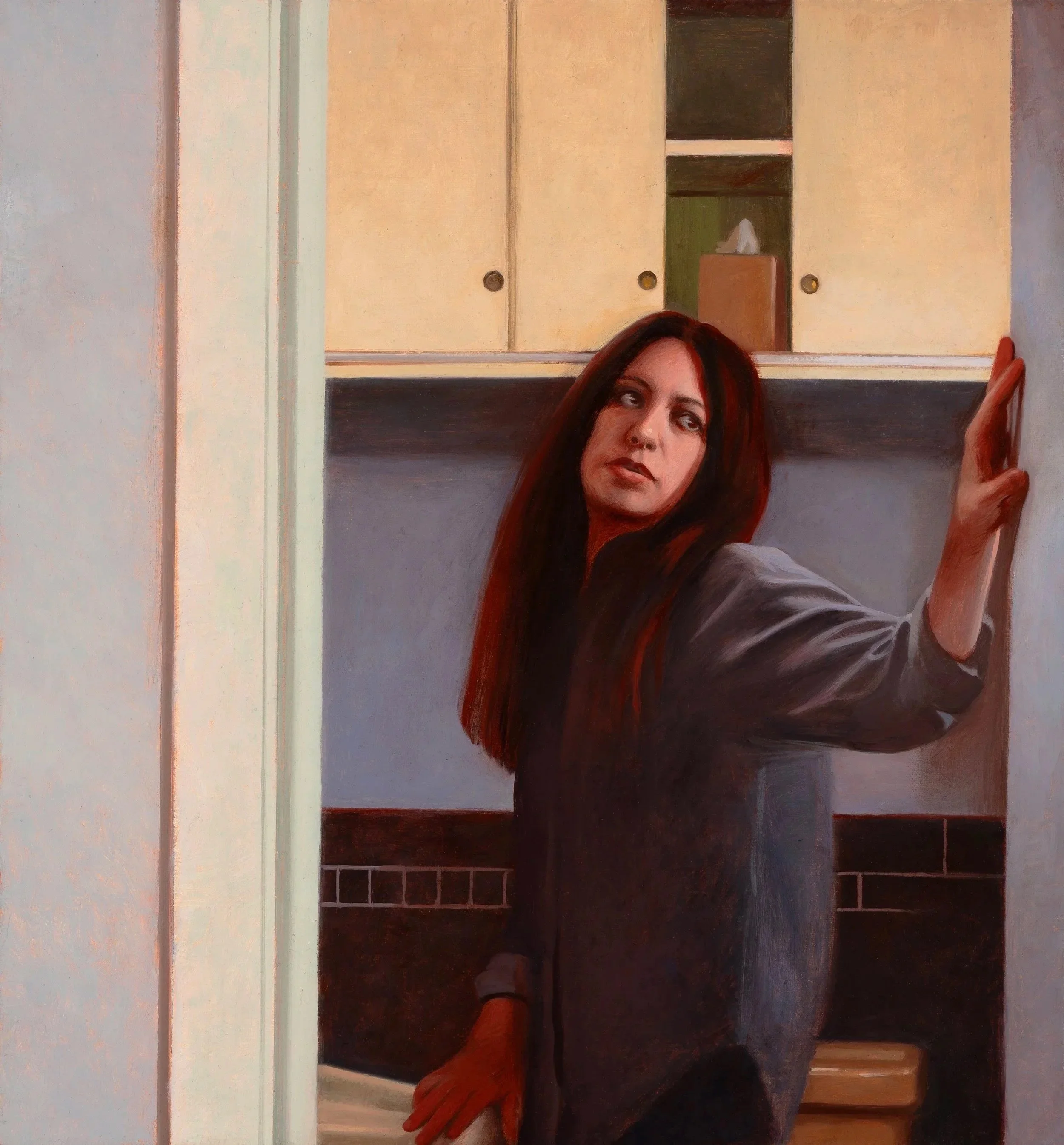   Side-Eyed Self-Portrait,  2025, Oil on linen, 13 × 14 inches 