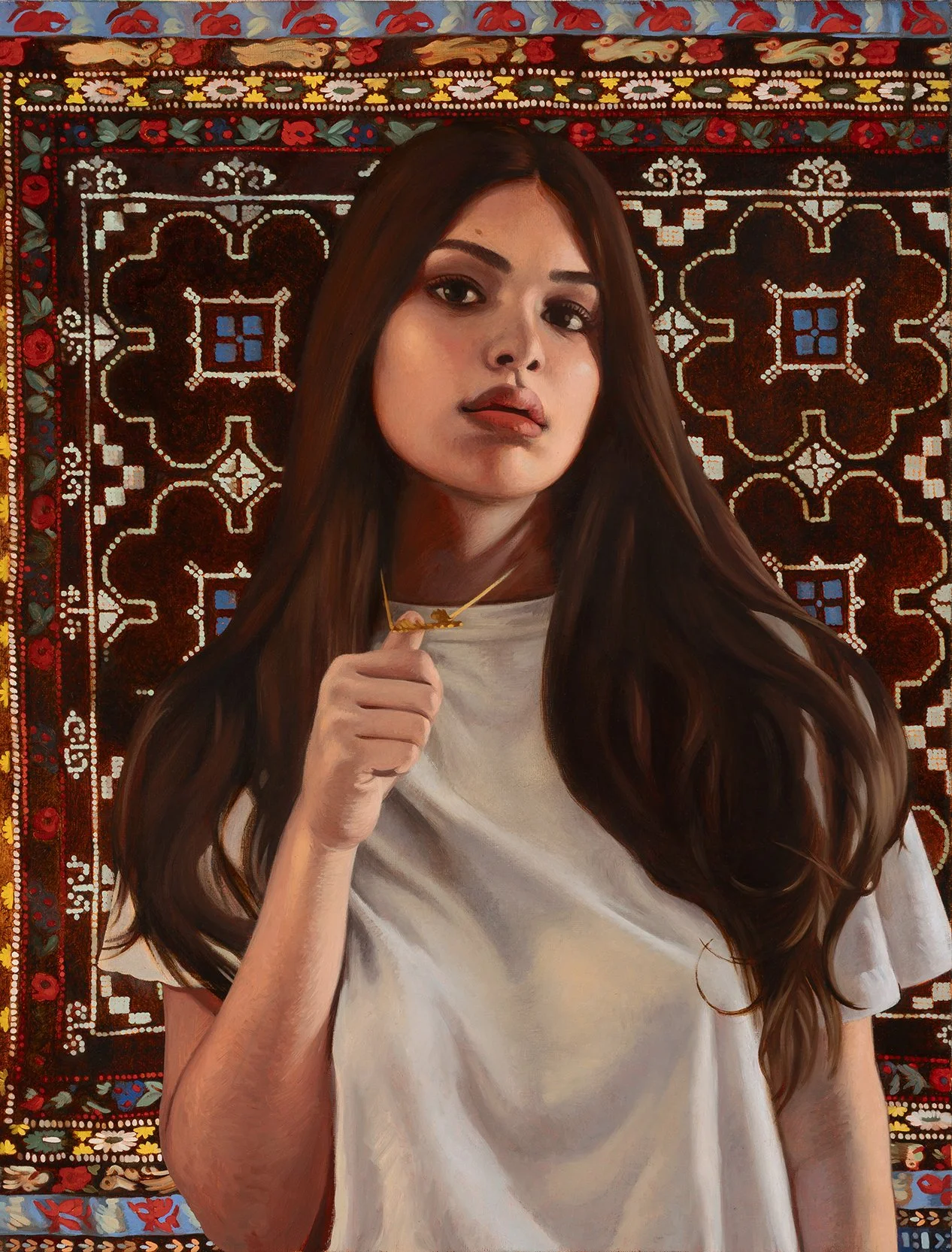   Isabella (In Homage to Miguel Luciano's Plátano Pride) , 2026, Oil on linen, 17 x 13 inches 