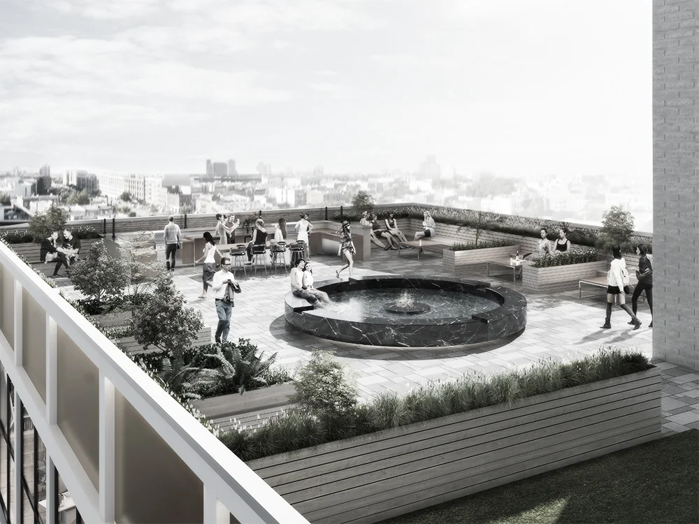 Rooftop on ninth floor with a view of Queens