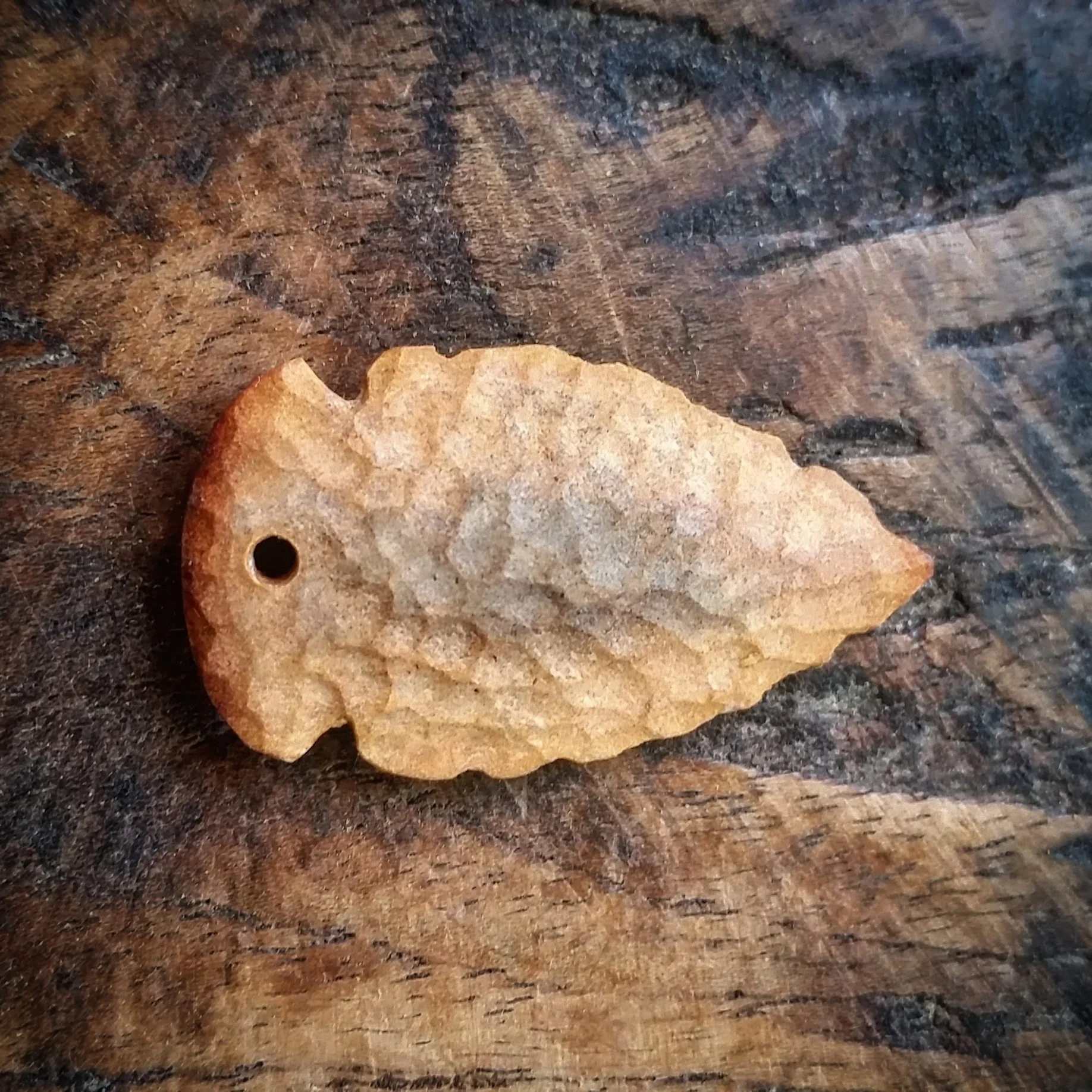 Hand Carved Avocado Stone Arrowhead